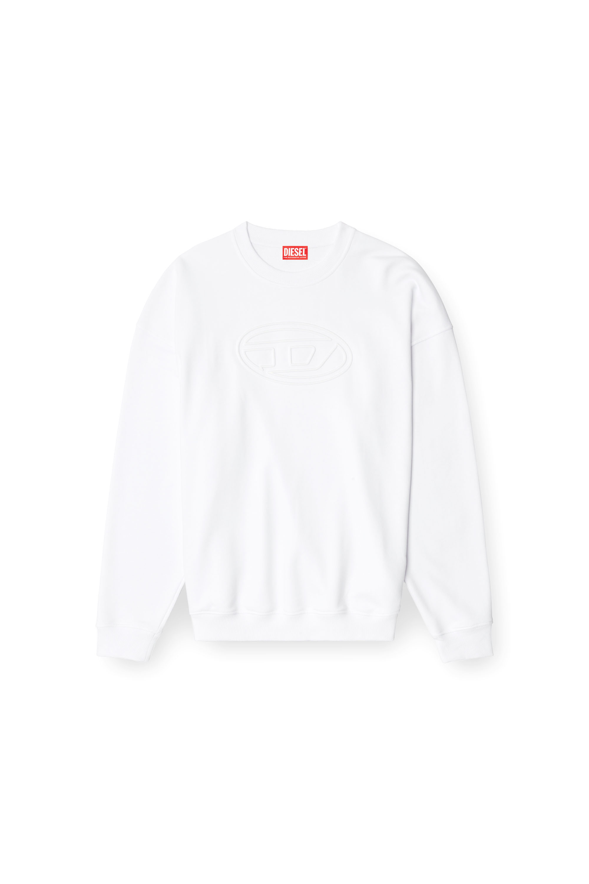 Diesel - S-MART-BIGOVAL, Male's Sweatshirt with embossed Oval D in White - 2