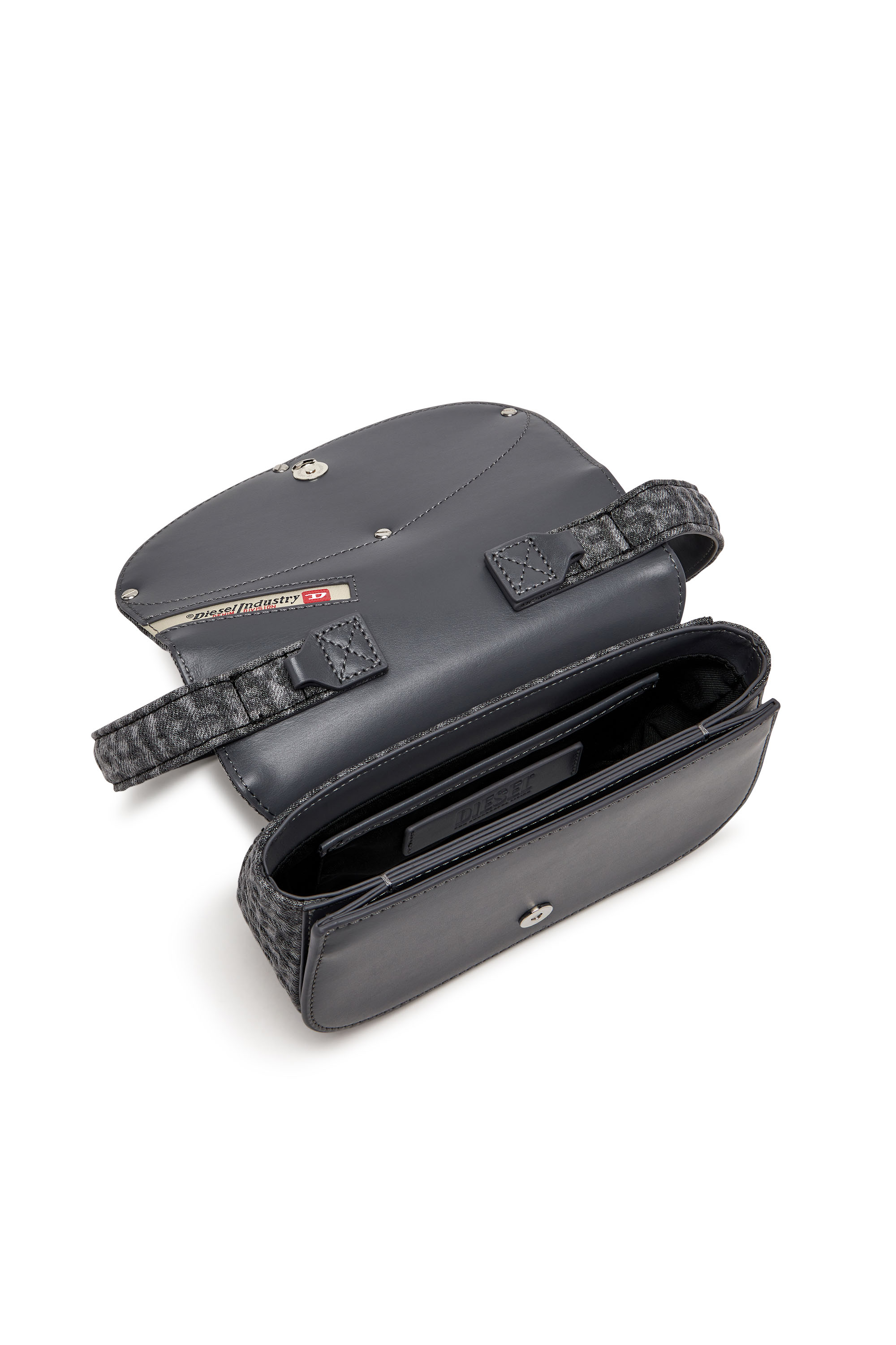 Diesel - 1DR, Woman's 1DR - Iconic monogram shoulder bag in crystal canvas in Black - 3