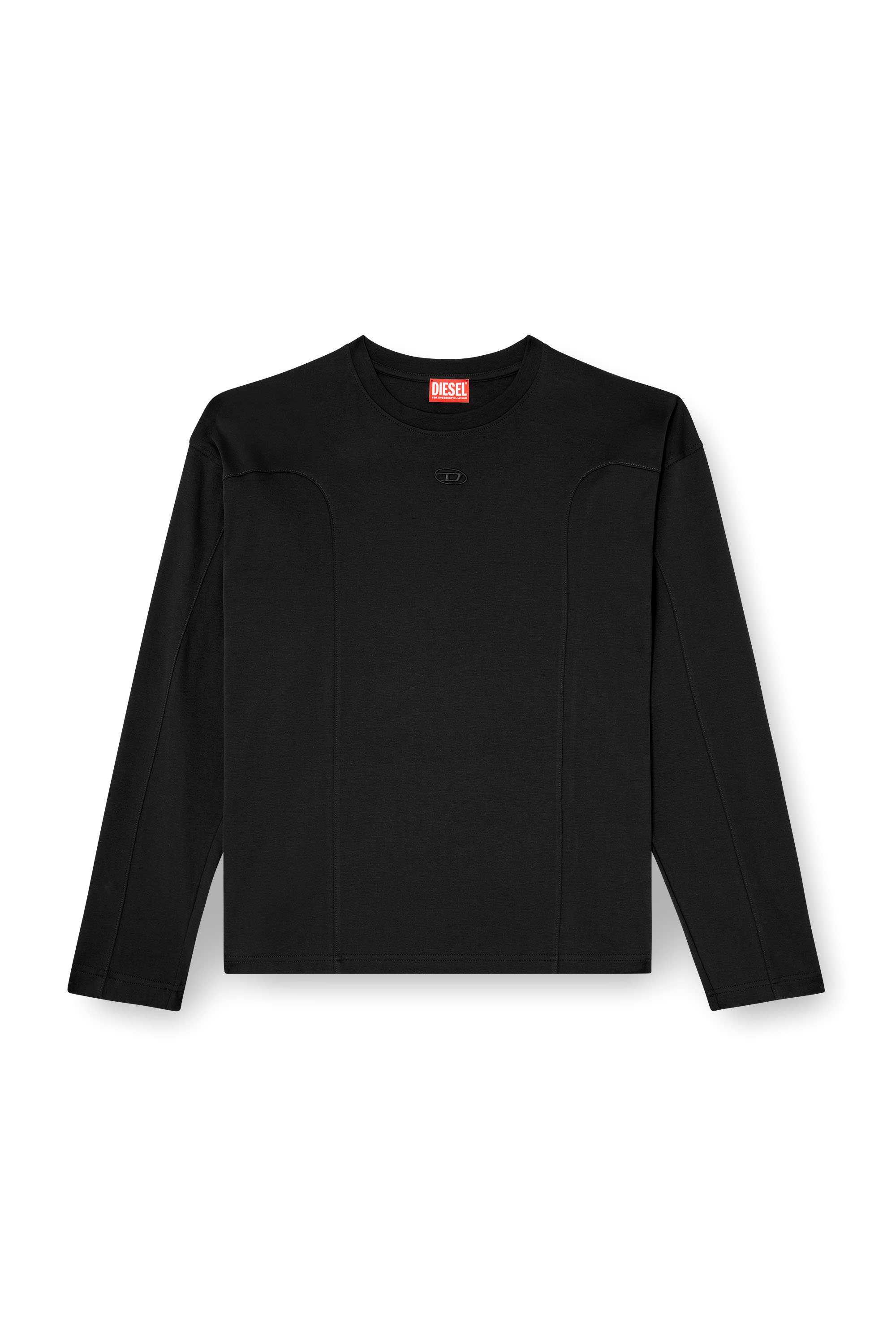 Diesel - T-BOXT-LS-INT, Male's Long-sleeve T-shirt with panels in Black - 3