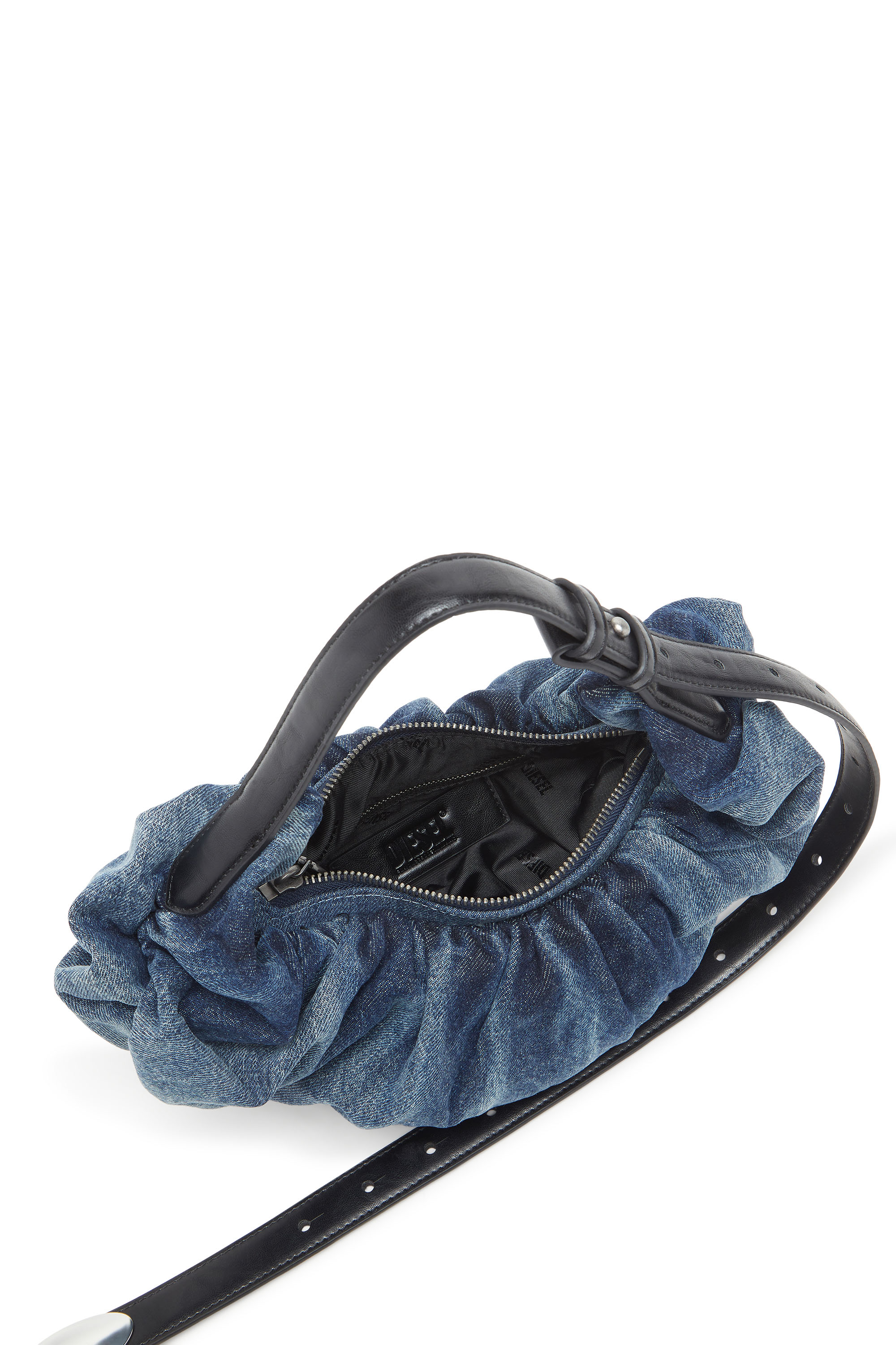 Diesel - GRAB-D HOBO S, Grab-D S-Petit sac hobo froiss&eacute; en denim trait&eacute; Femme in Bleu - 3