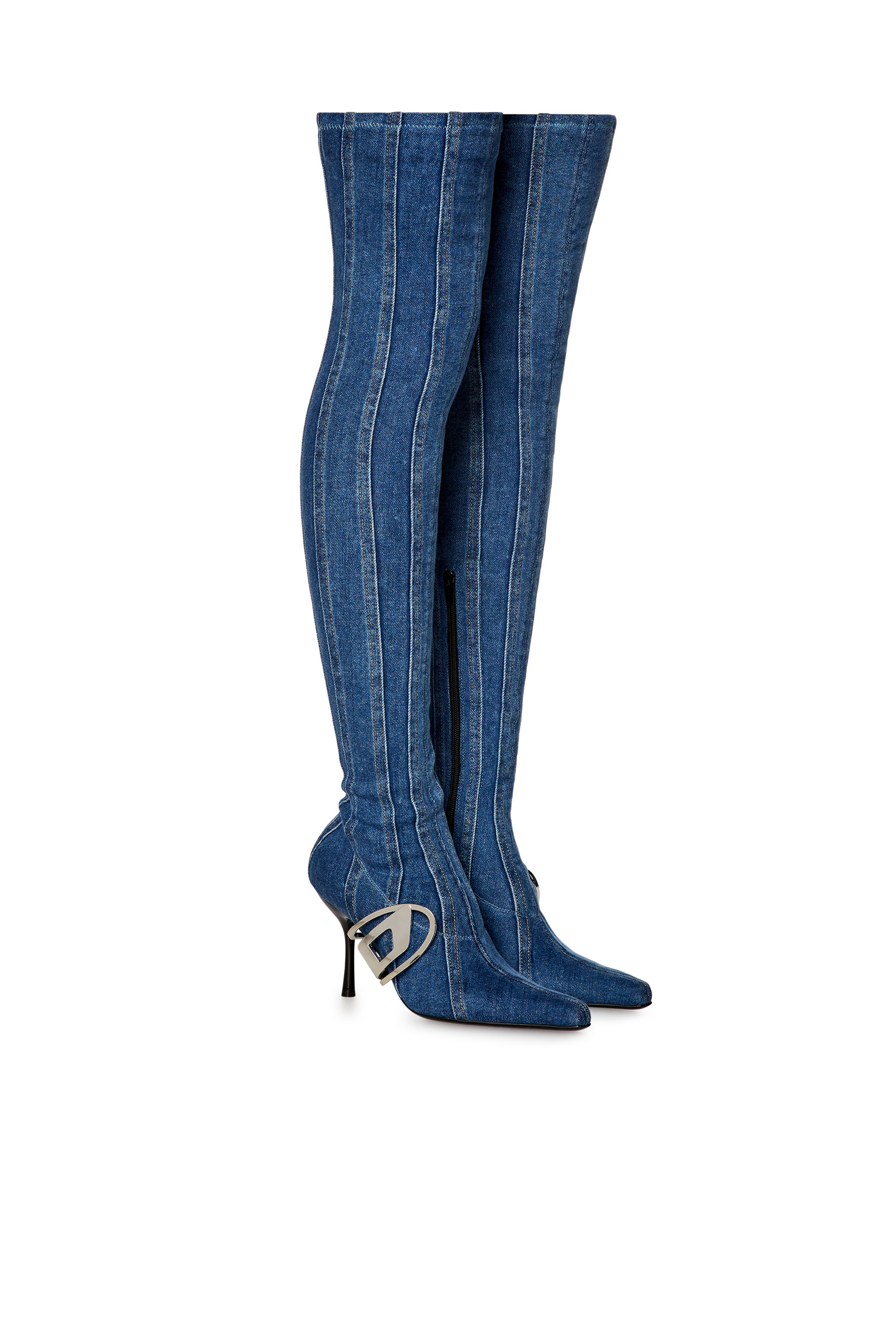 Diesel - D-ECLIPSE TBT C, Woman's D-Eclipse TBT C - Thigh-high boot in stretch denim in Blue - 2