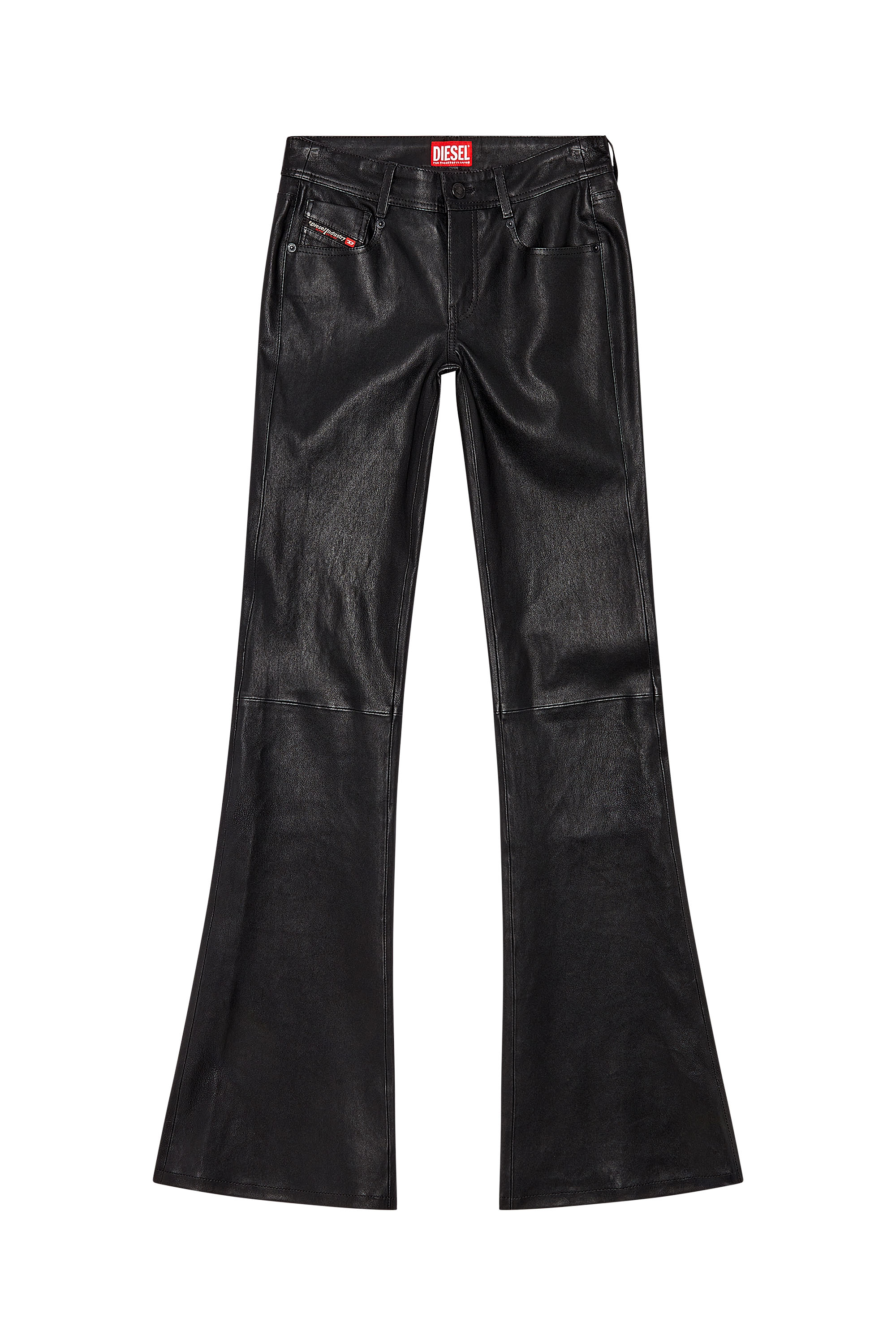 Women's Bootcut pants in stretch leather | Black | Diesel