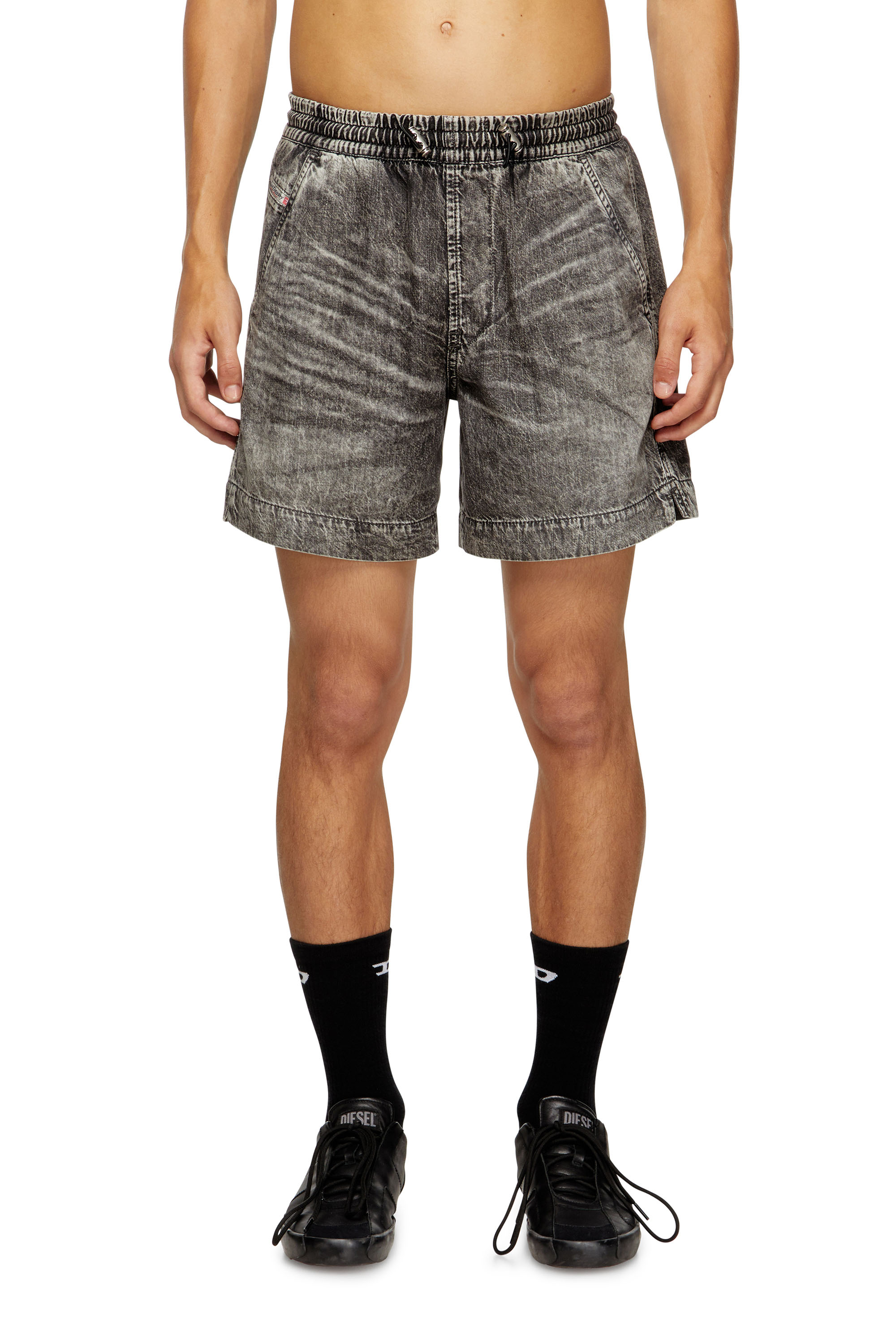 Diesel - D-TENNI-S1, Unisex's Shorts in marbled denim in Black - 2