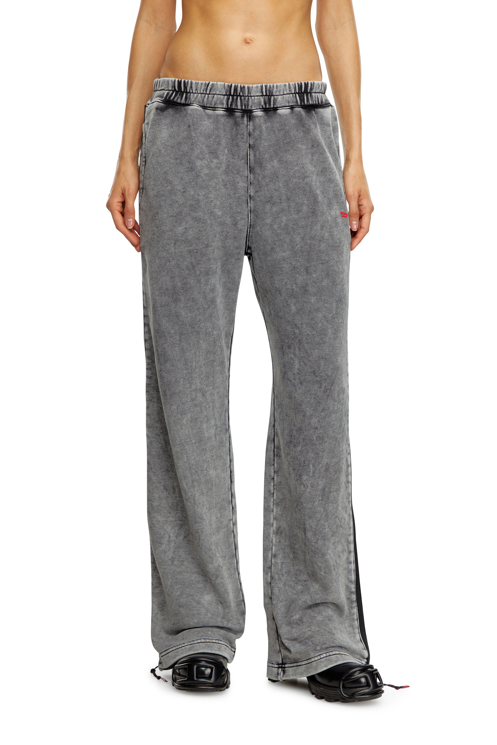 Diesel - AWSB-DELANEY-HT51, Pantalon de survêtement délavé avec fermeture sur les côtés Femme in Gris - 1