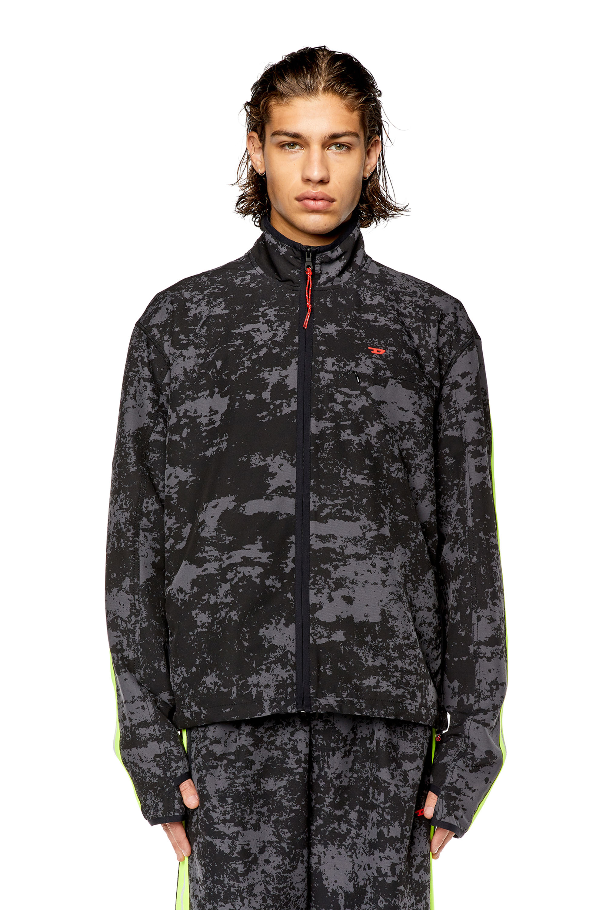 Men's Woven track jacket with cloudy print | Multicolor | Diesel