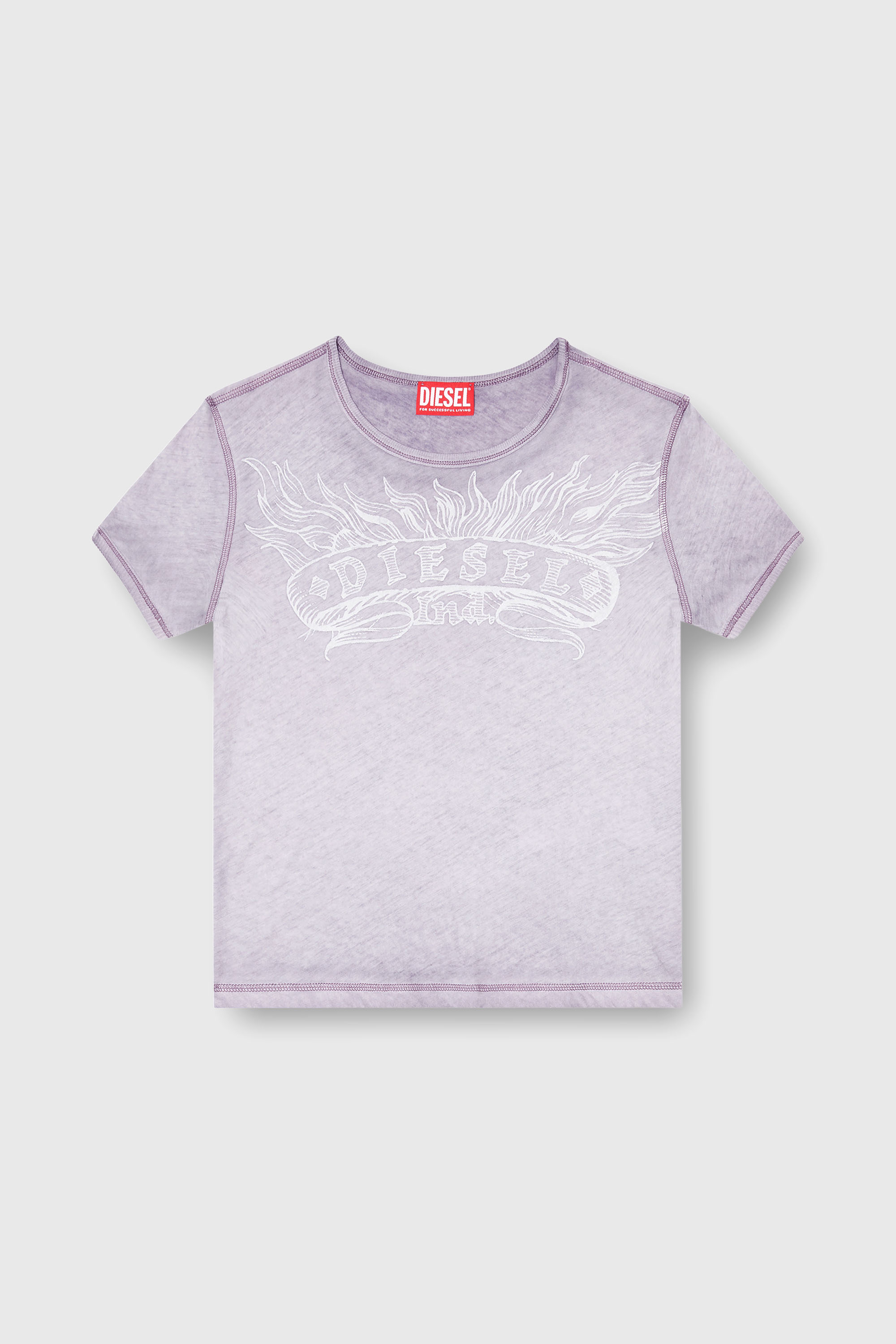 Diesel - T-UNCUTIES-LONG-AA2, Woman's Slim T-shirt with tonal logo print in Grey - 2