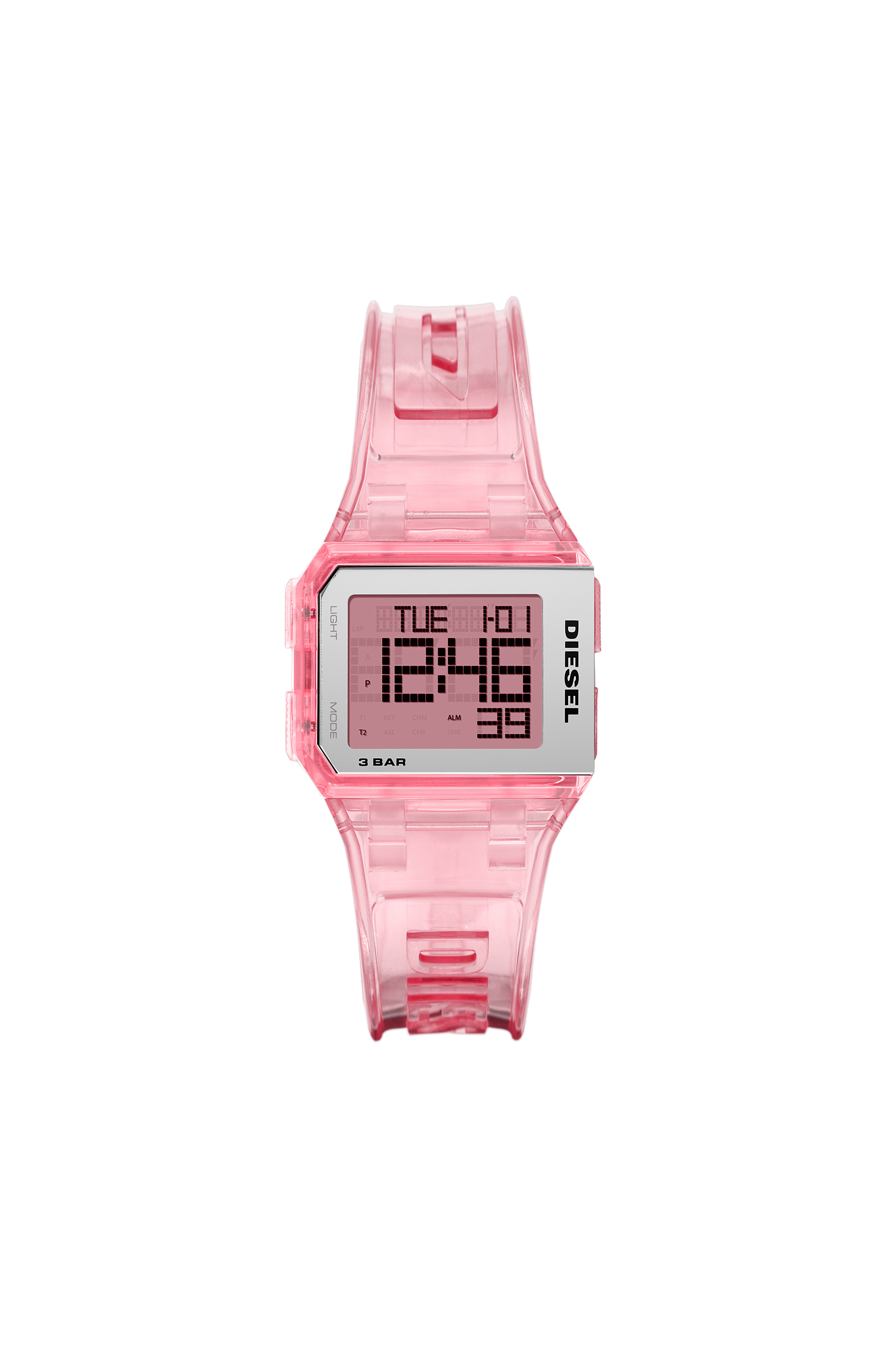 DZ1920 : Chopped Digital Millennial Pink Transparent Watch