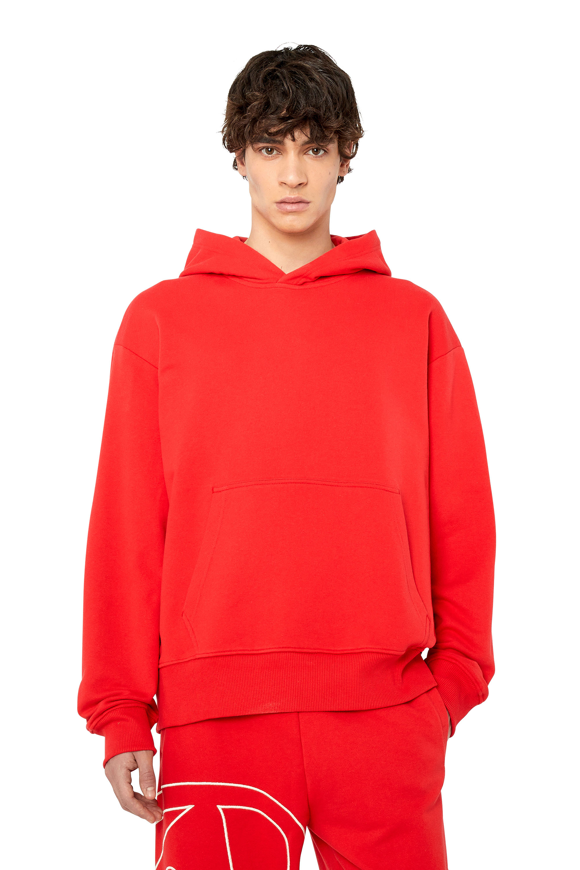 Diesel - S-MACS-HOOD-MEGOVAL, Man's Hoodie with back maxi D logo in Red - 4