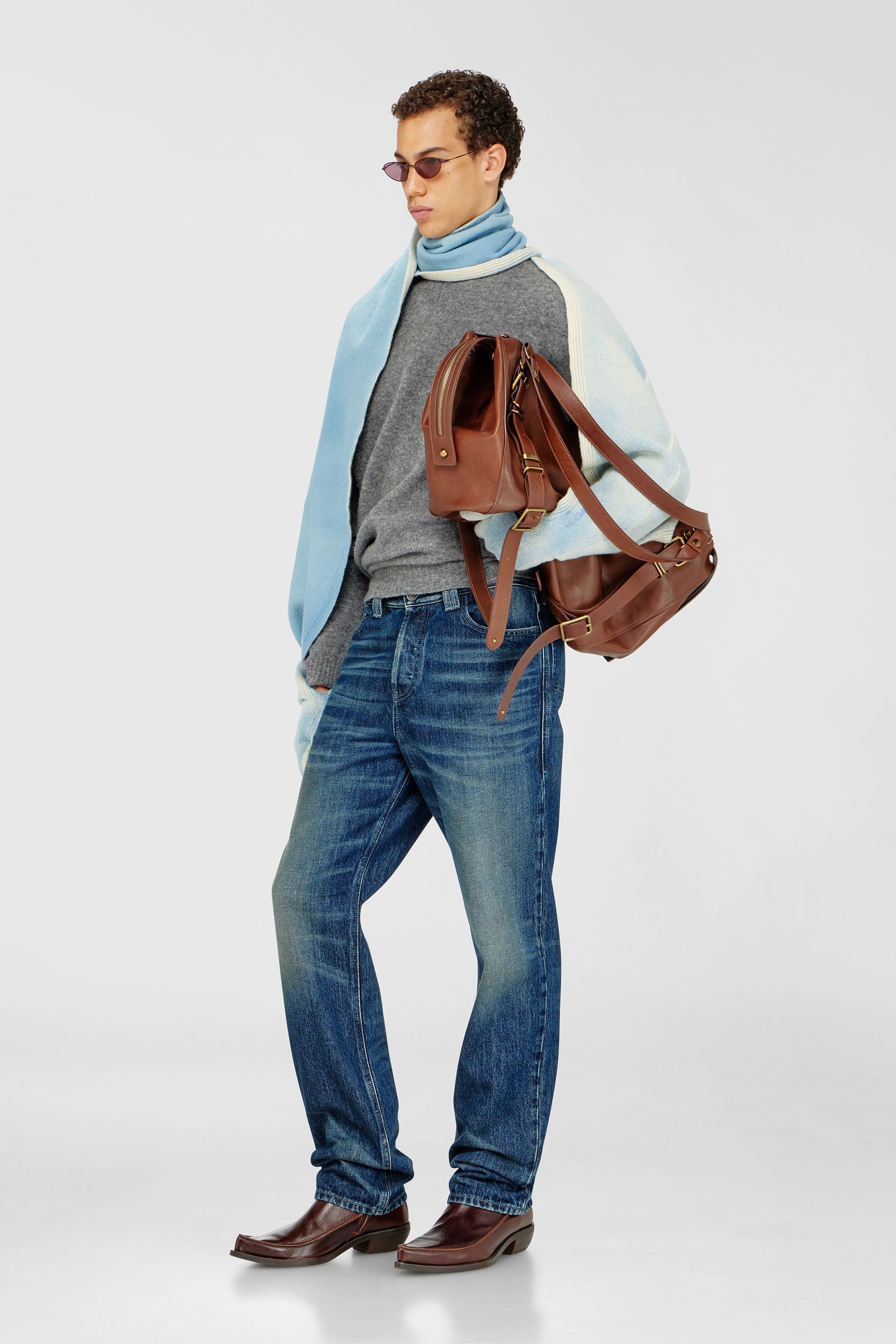 Diesel - K-EVIN, Guante-bufanda h&iacute;brido de lana bicolor Unisex in Azul marino - 1