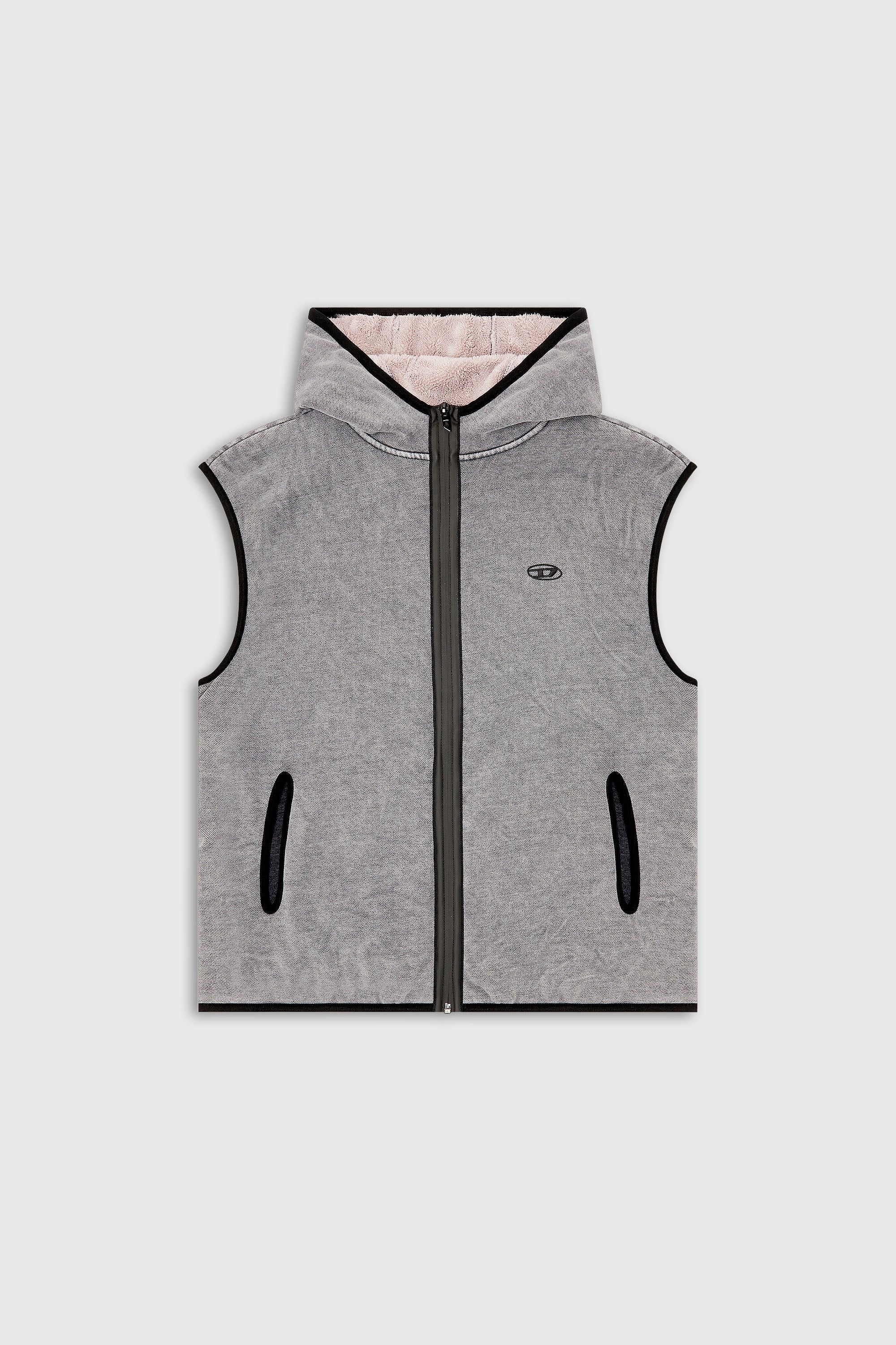 Diesel - S-HAKY-NEW, Man's Sleeveless zip-up hoodie in Grey - 2