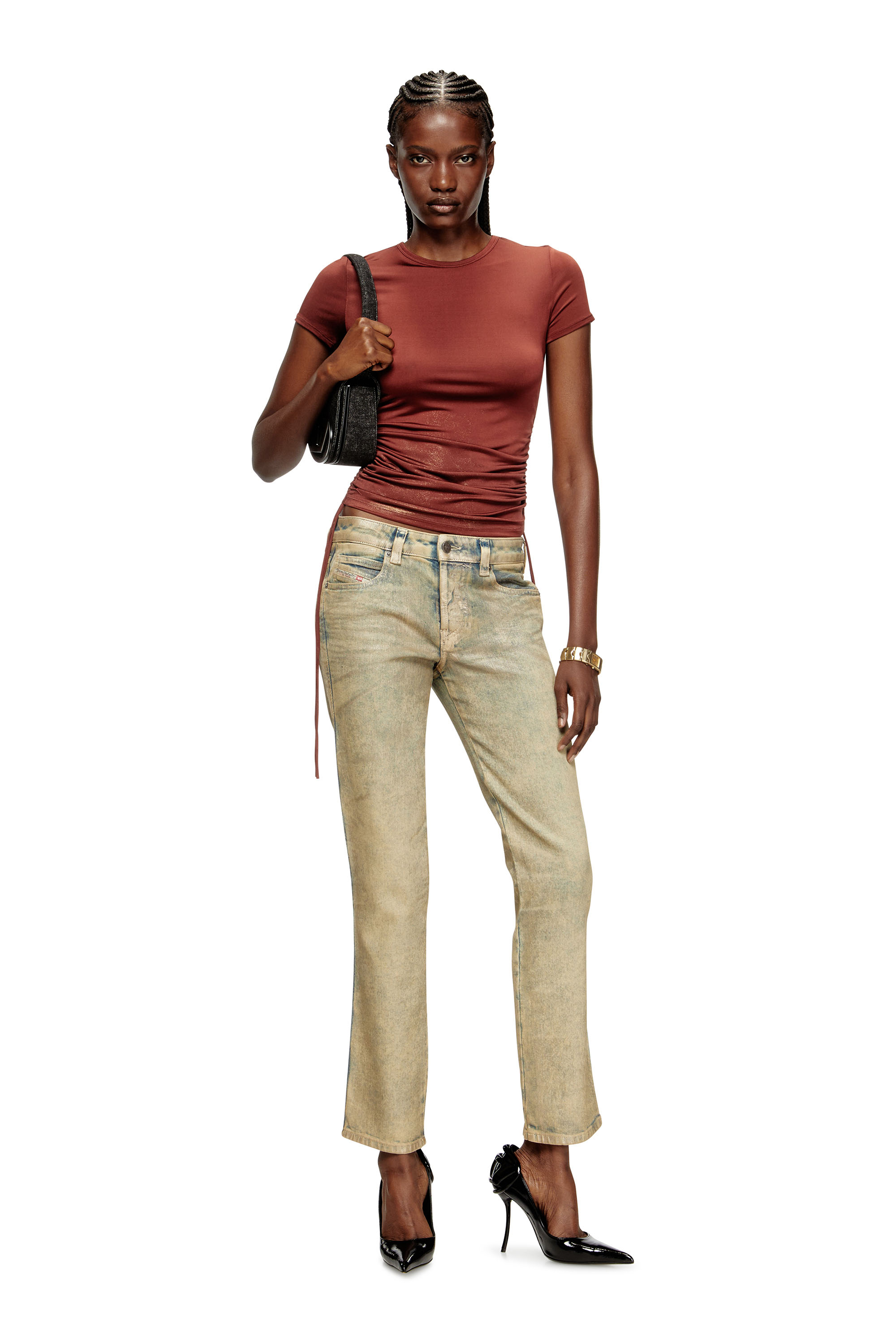 Diesel - T-REY, Female's Jersey top with drawstring sides in Brown - 1