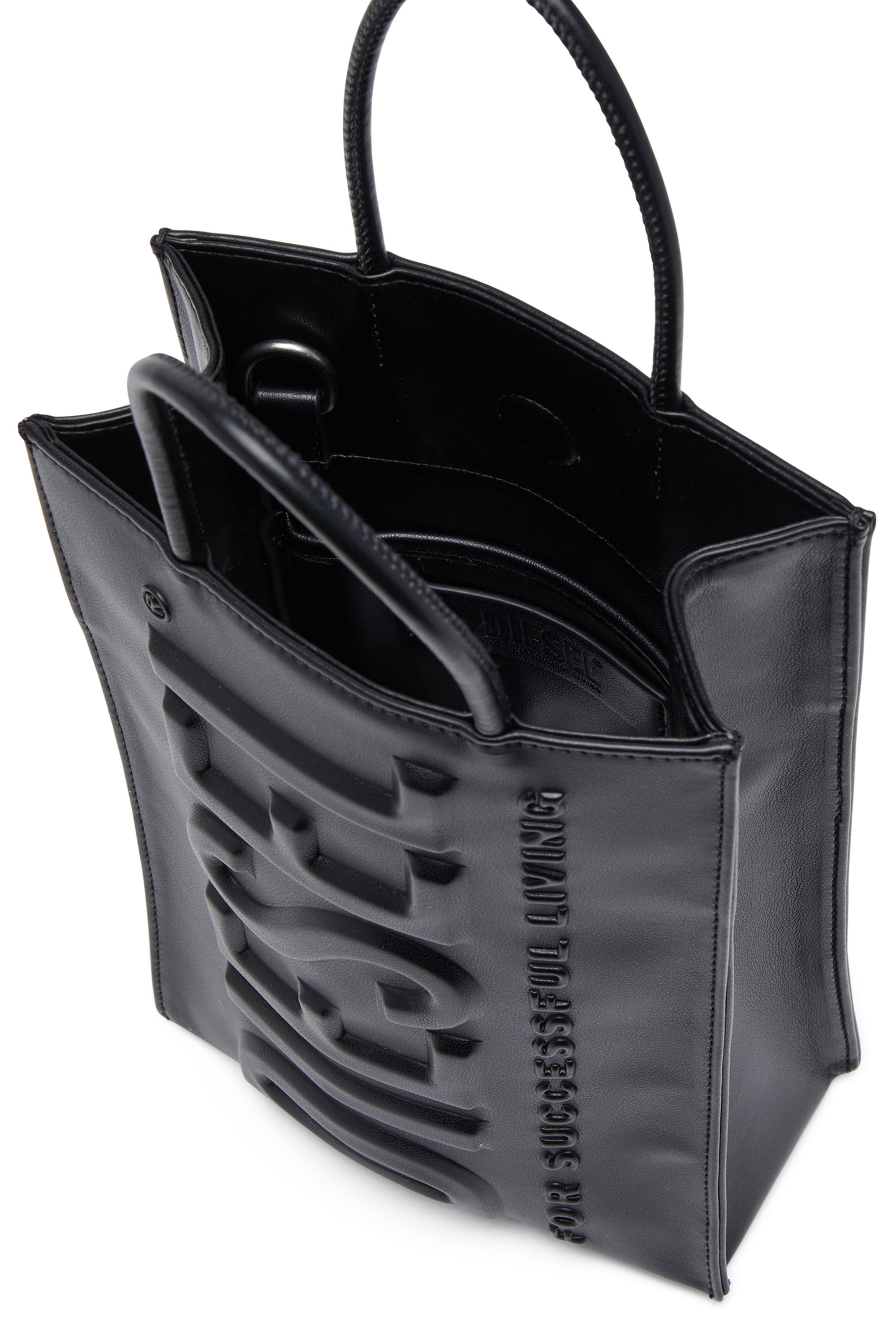 Diesel - DSL 3D SHOPPER M X, Male's Dsl 3D M-PU tote bag with embossed logo in Black - 3