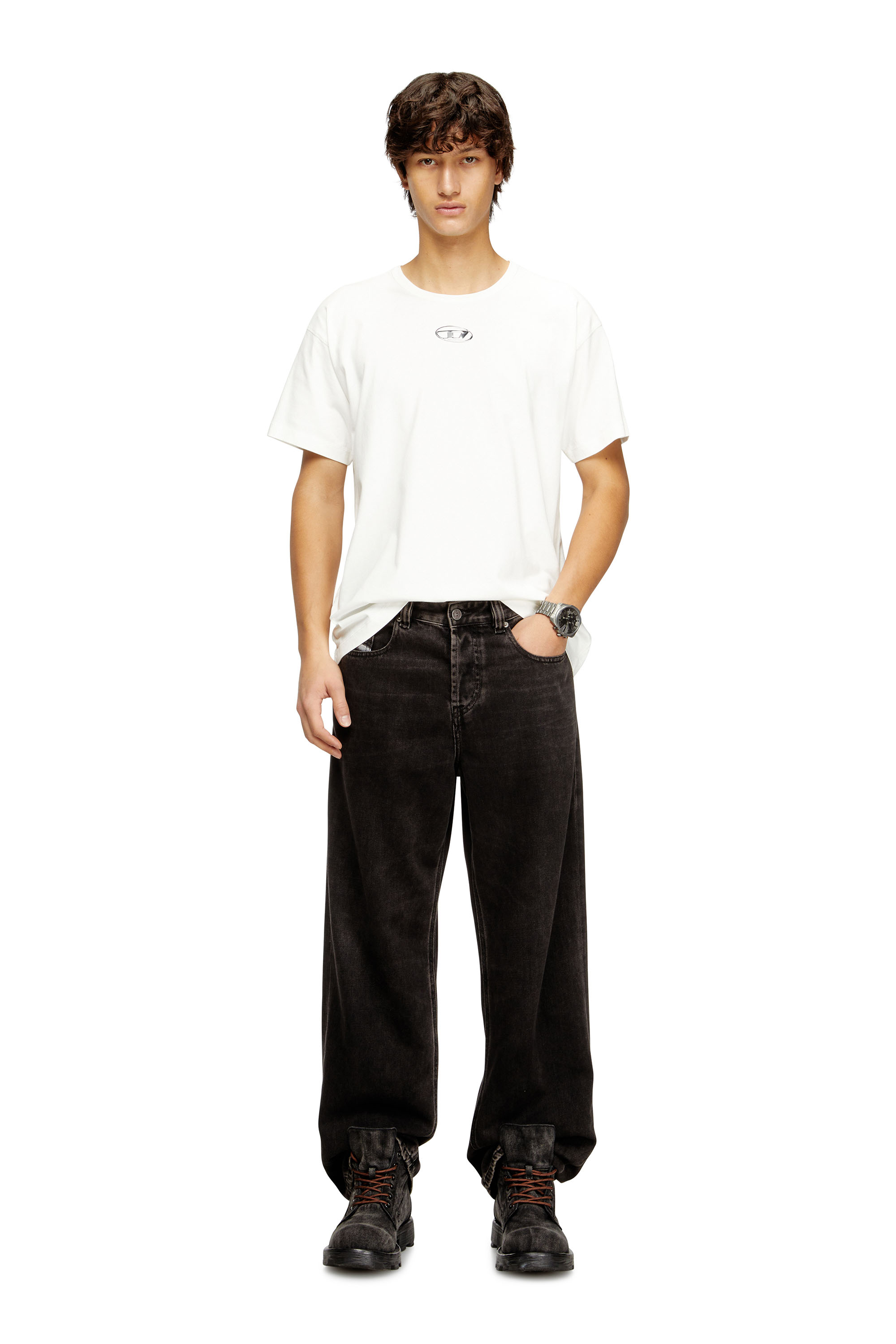 Diesel - T-NORM-IOD, Man's Light cotton T-shirt with metallic Oval D logo in White - 2