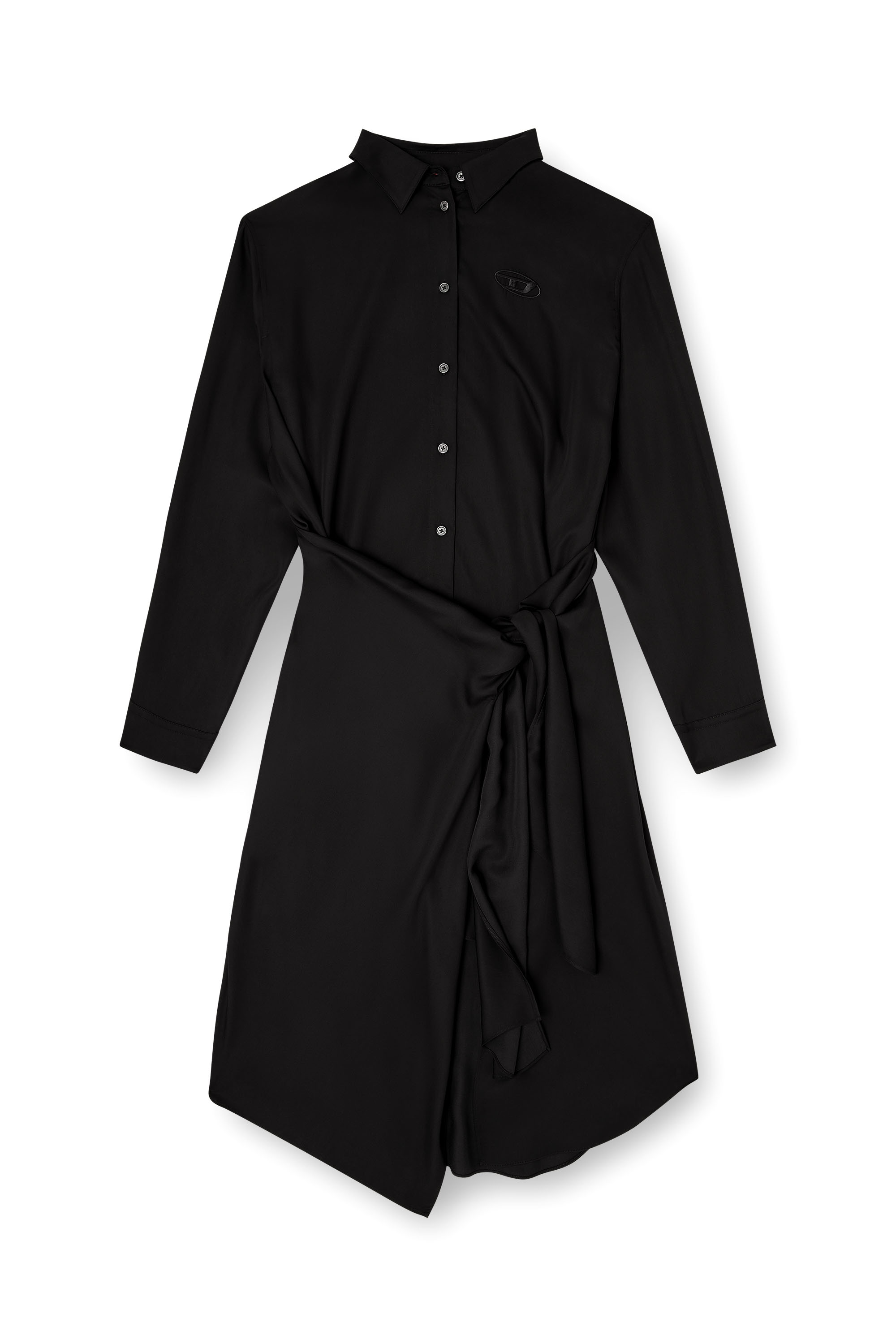 Diesel - D-ILETTA-S1, Female's Midi shirt dress with twisted detail in Black - 3