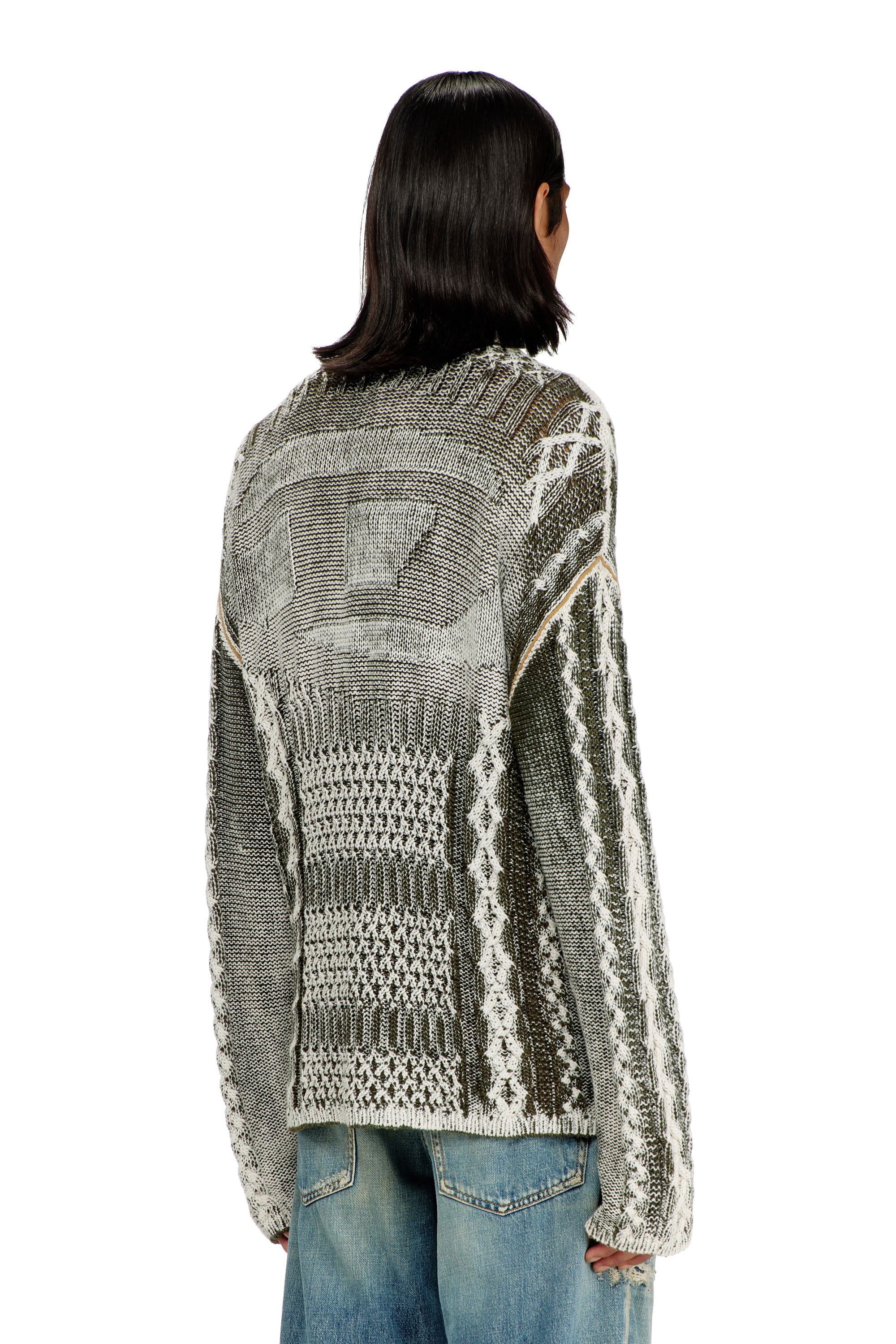 Diesel - K-MIOTO, Cardigan en maille torsad&eacute;e trait&eacute; Homme in Polychrome - 4