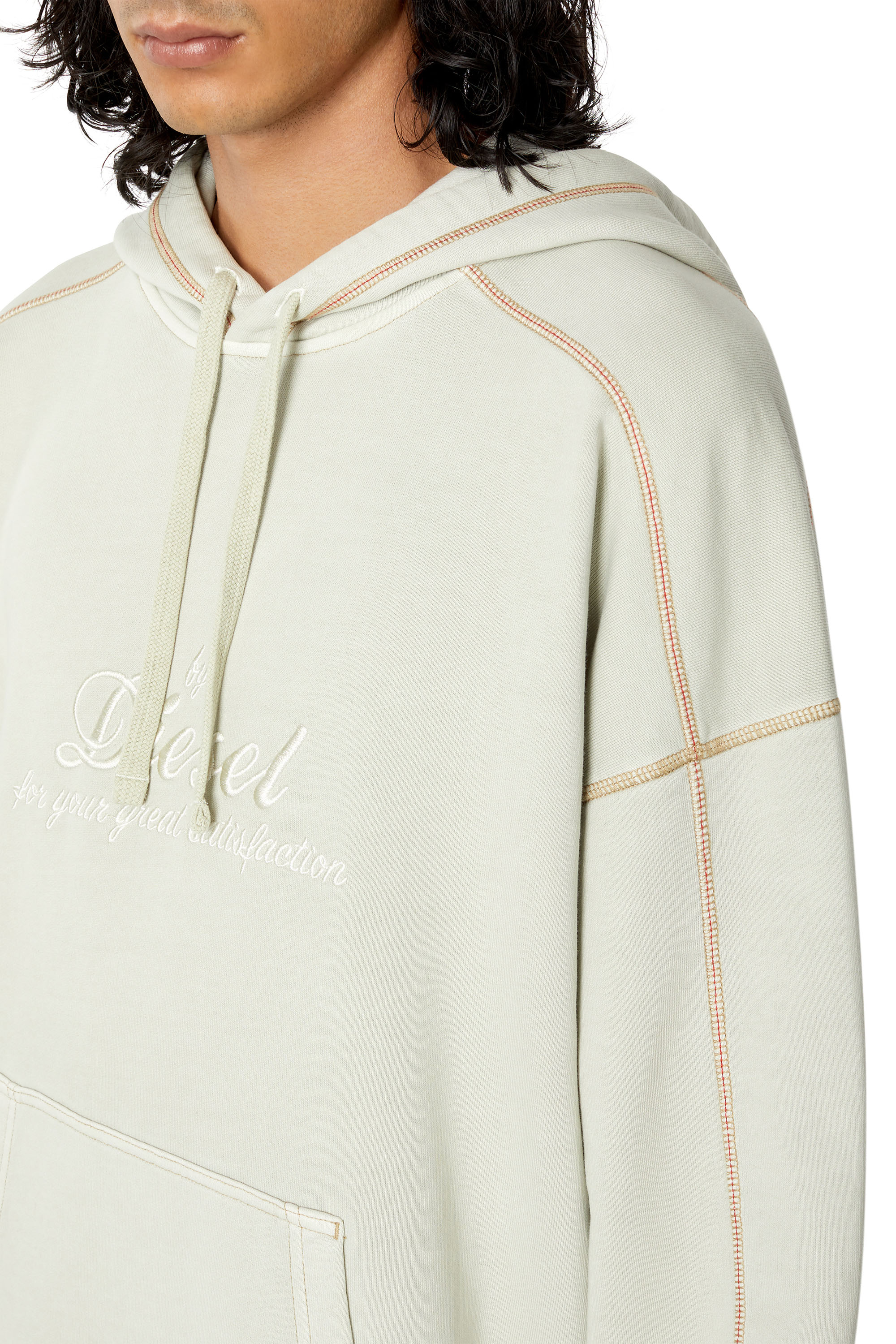 Diesel - S-VULCHOOD, Man's Logo hoodie with embroidered logo in Beige - 5