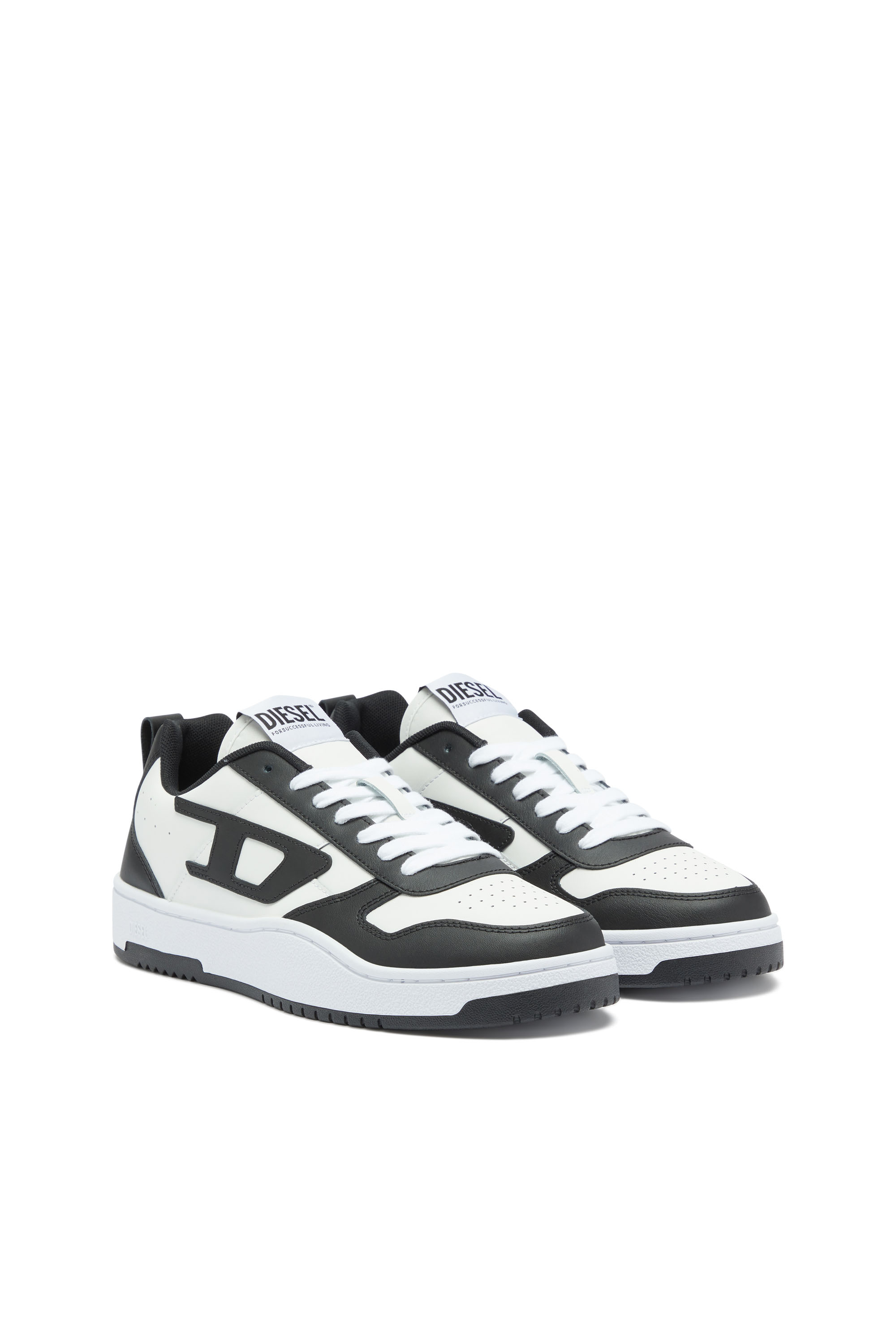 Diesel - S-UKIYO V2 LOW, Man's S-Ukiyo Low-Low-top sneakers in leather and nylon in Black/White - 2