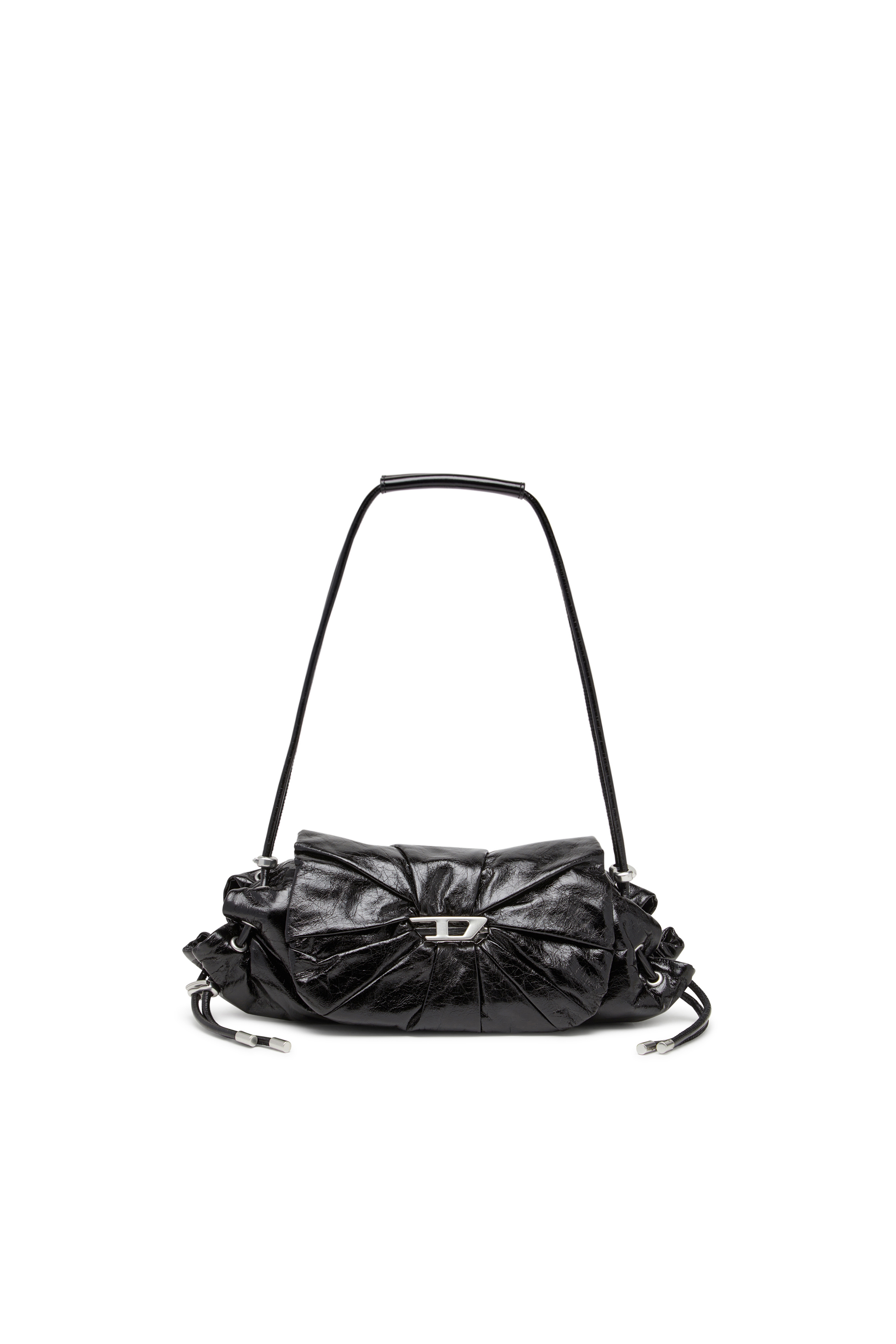 Diesel - SCRUNCH-D SHOULDER S, Female's Scrunch-D S-Shoulder bag in scrunched leather in Black - 1