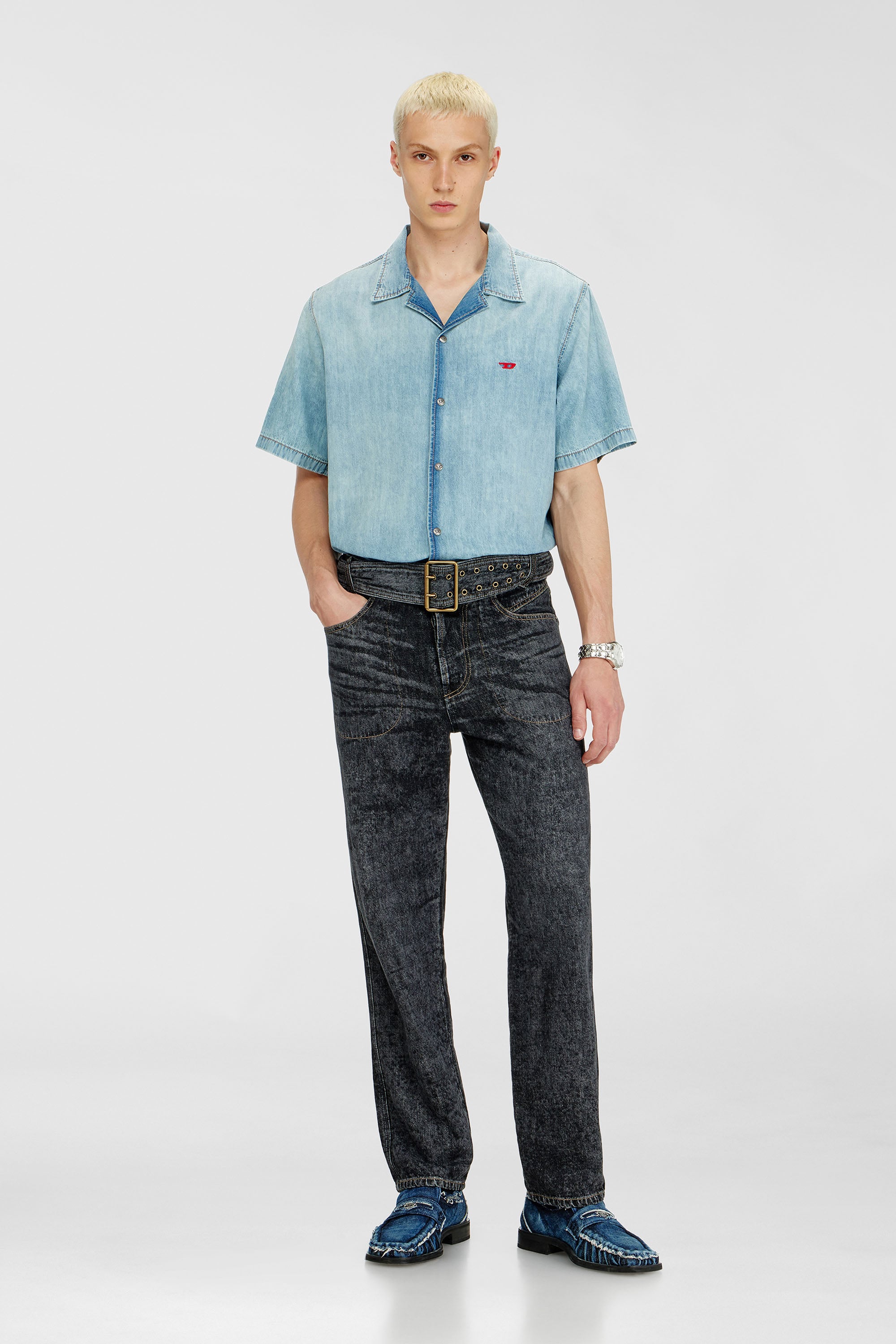 Diesel - Relaxed Jeans D-Marcus 09Q24 Hombre, Negro/Gris oscuro - 2