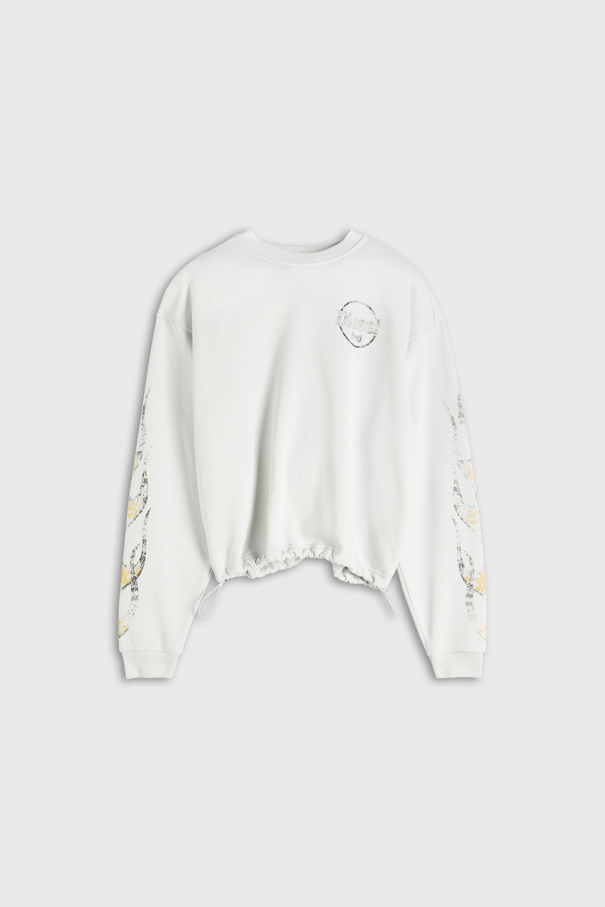 Diesel - F-CREWY-B3, Female's Drawstring-hem sweatshirt with crack print in White - 2