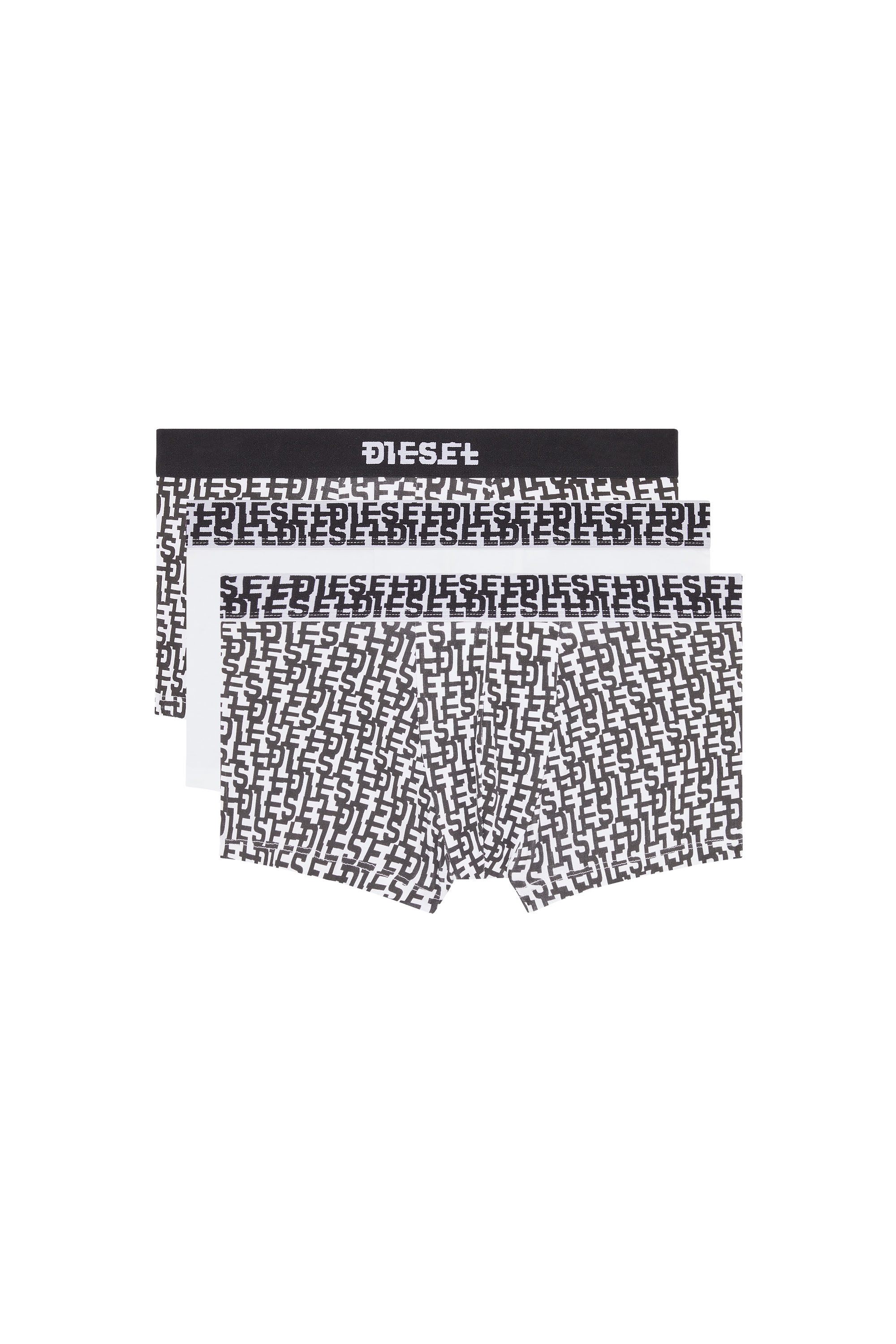 Diesel - UMBX-DAMIENTHREEPACK, Man's Three-pack monogram boxer briefs in Black/White - 1