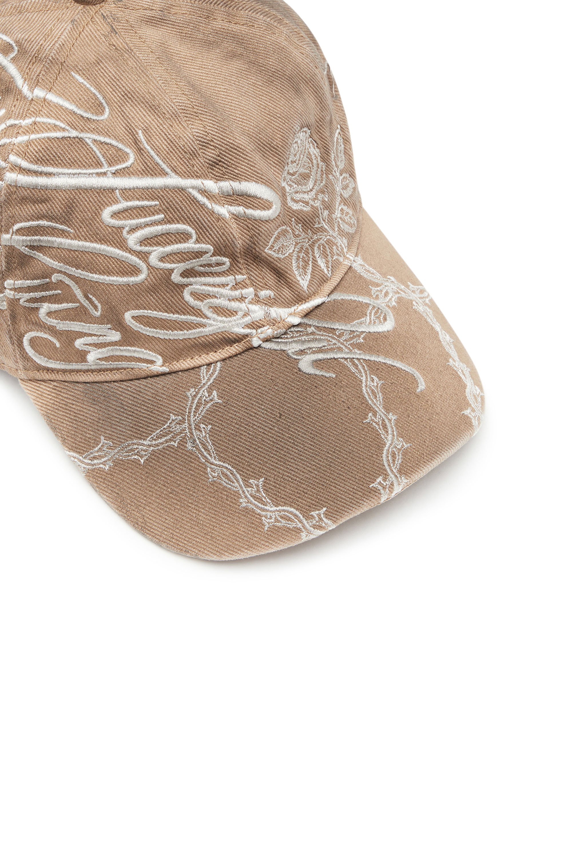 Men's Distressed embroidered baseball cap | Brown | Diesel