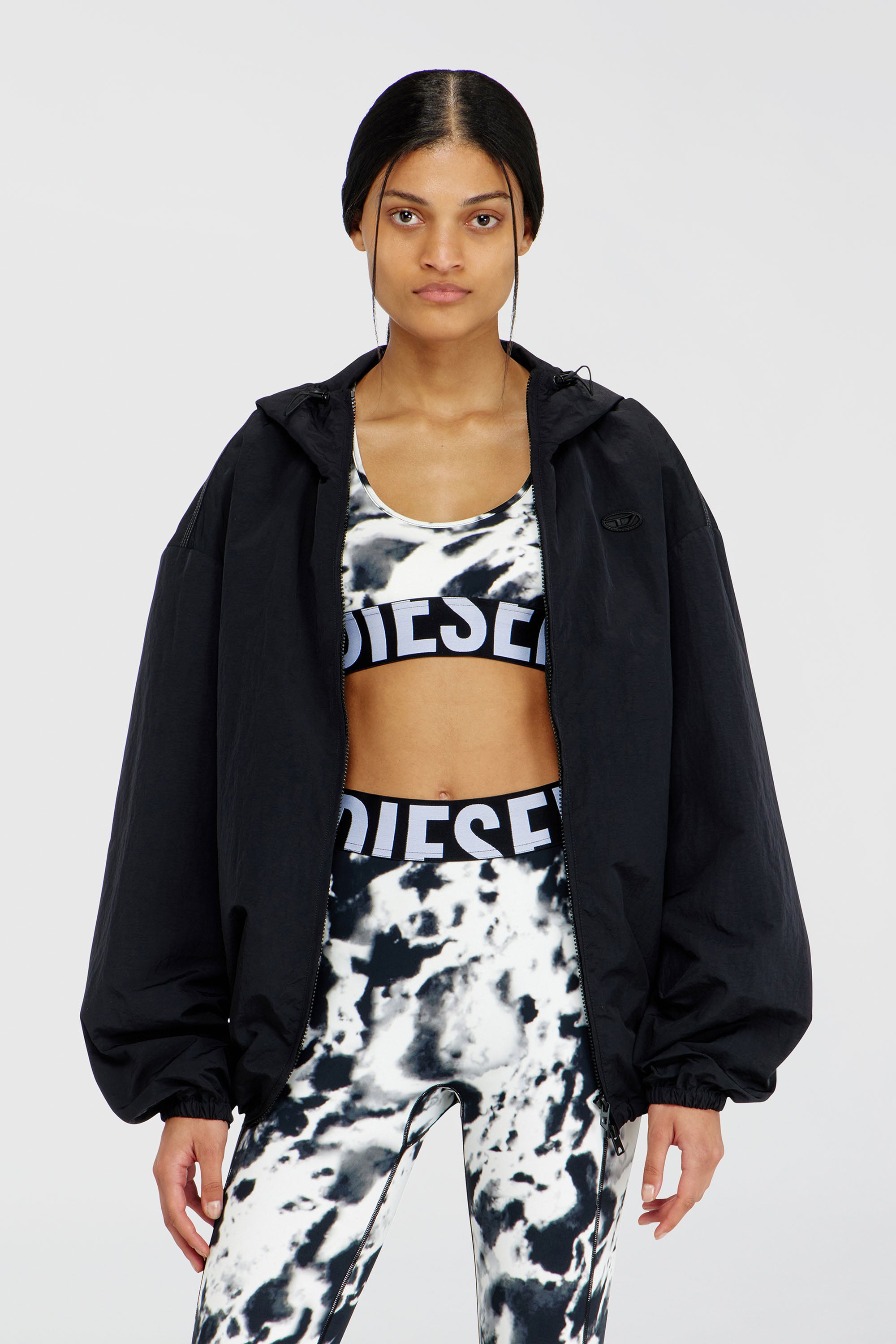 Diesel - ALLISON-D-POP, Woman's Sports bra in printed microfibre in White/Black - 2