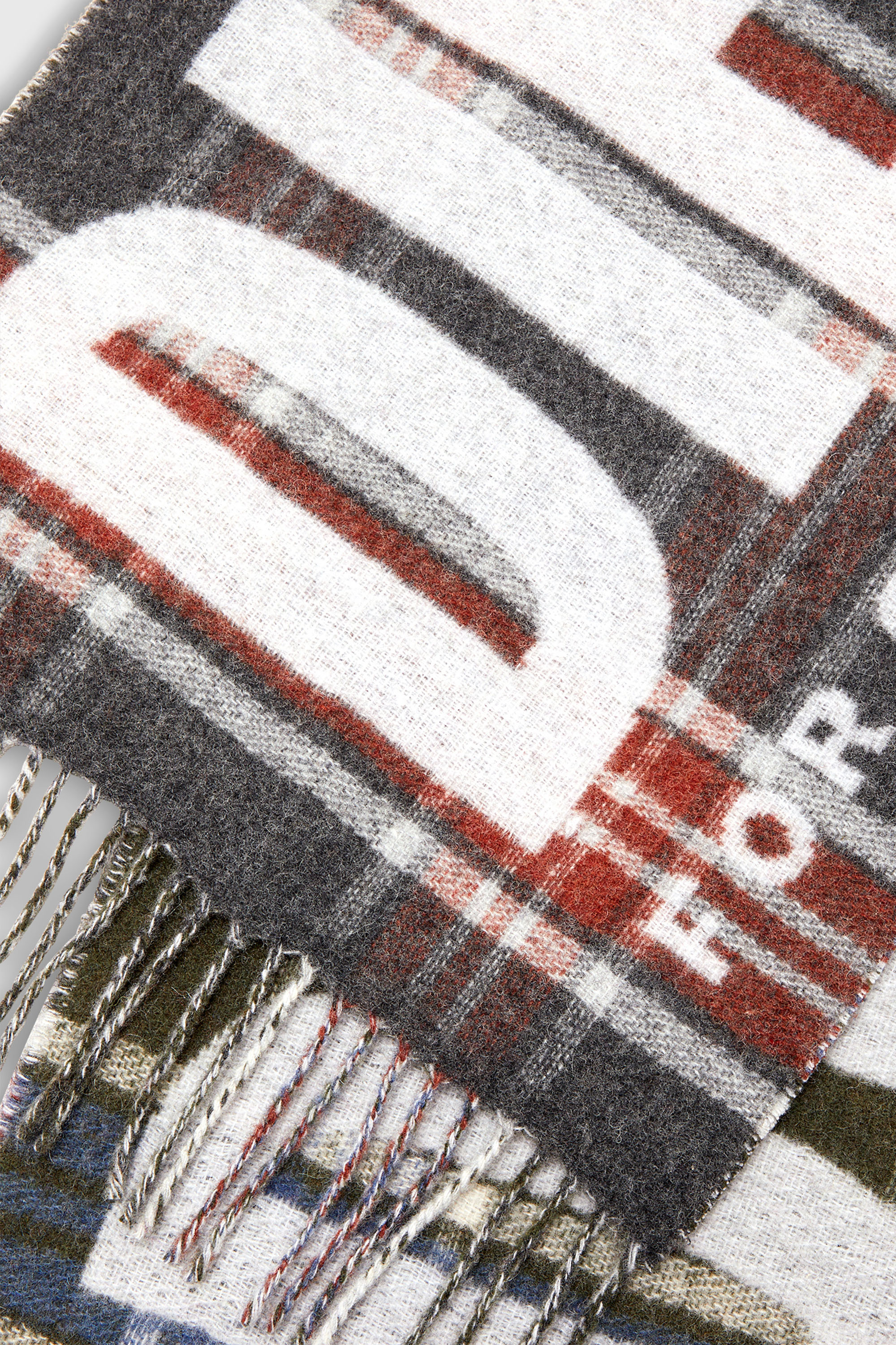 Diesel - S-QUAK, Bufanda con flecos en mezcla de lana y jacquard a cuadros Hombre in Multicolor - 3