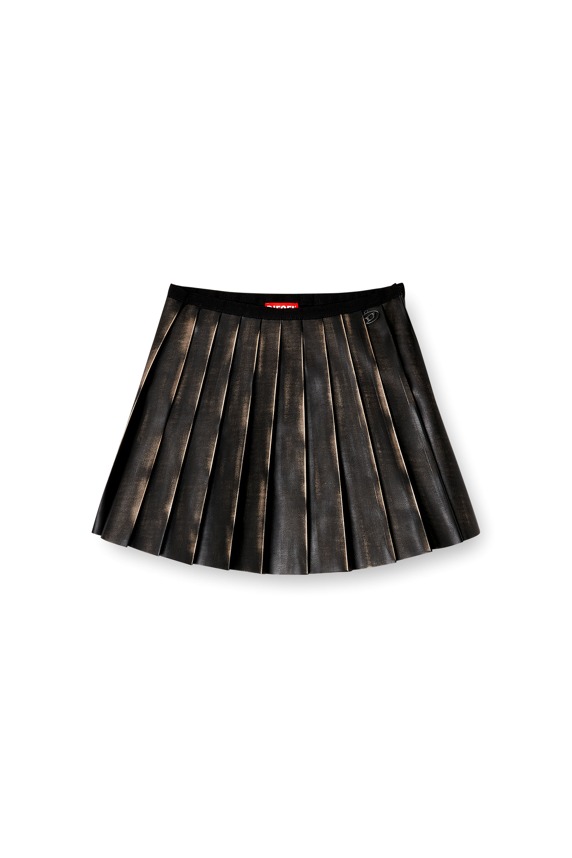 Diesel - O-SAKA-MINI, Female's Short pleated skirt with distressed effect in Brown - 3