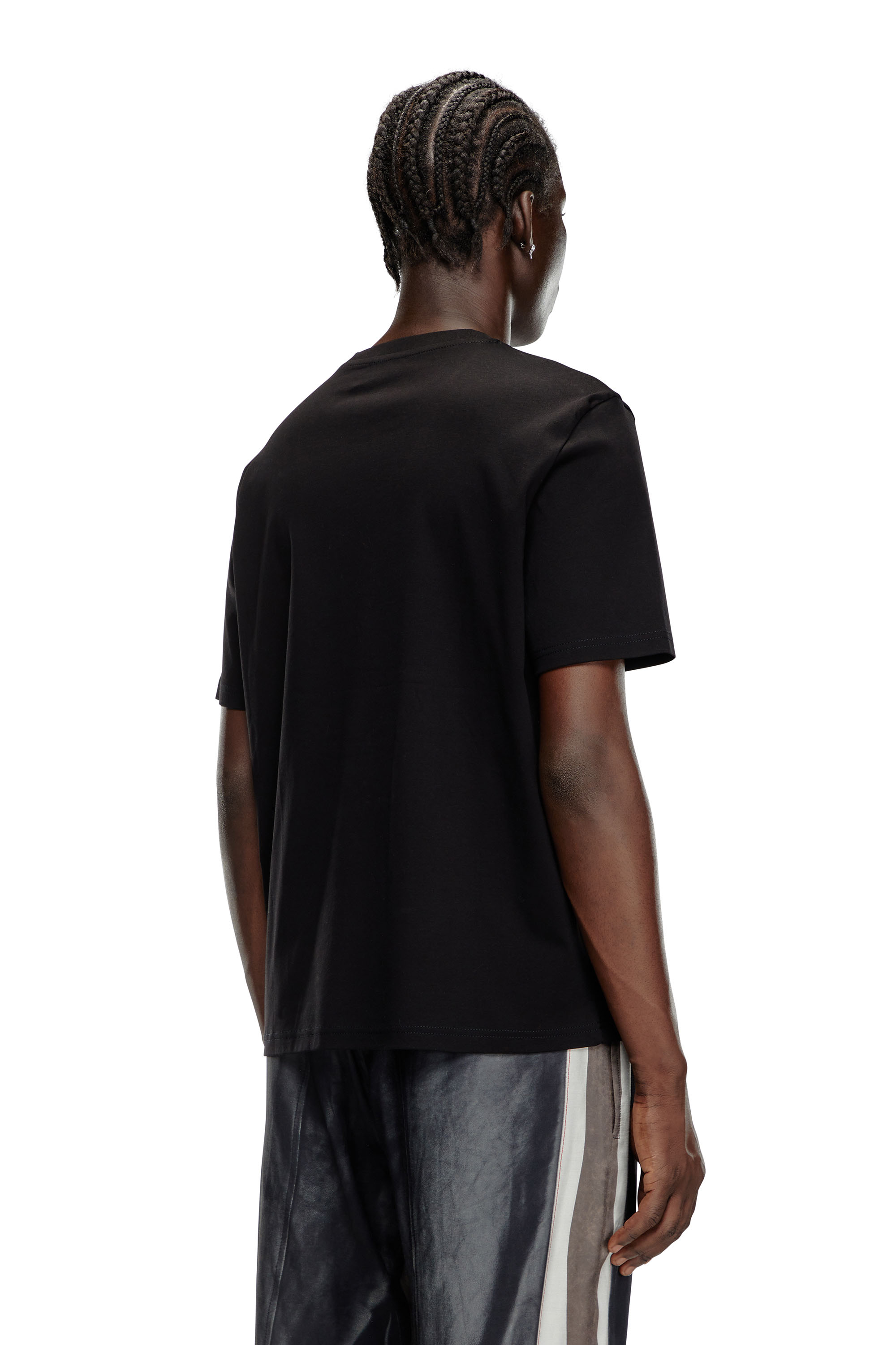 diesel tシャツ スリム T-ADJUST-OD T-shirt with metallic Oval D｜ホワイト｜メンズ｜DIESEL