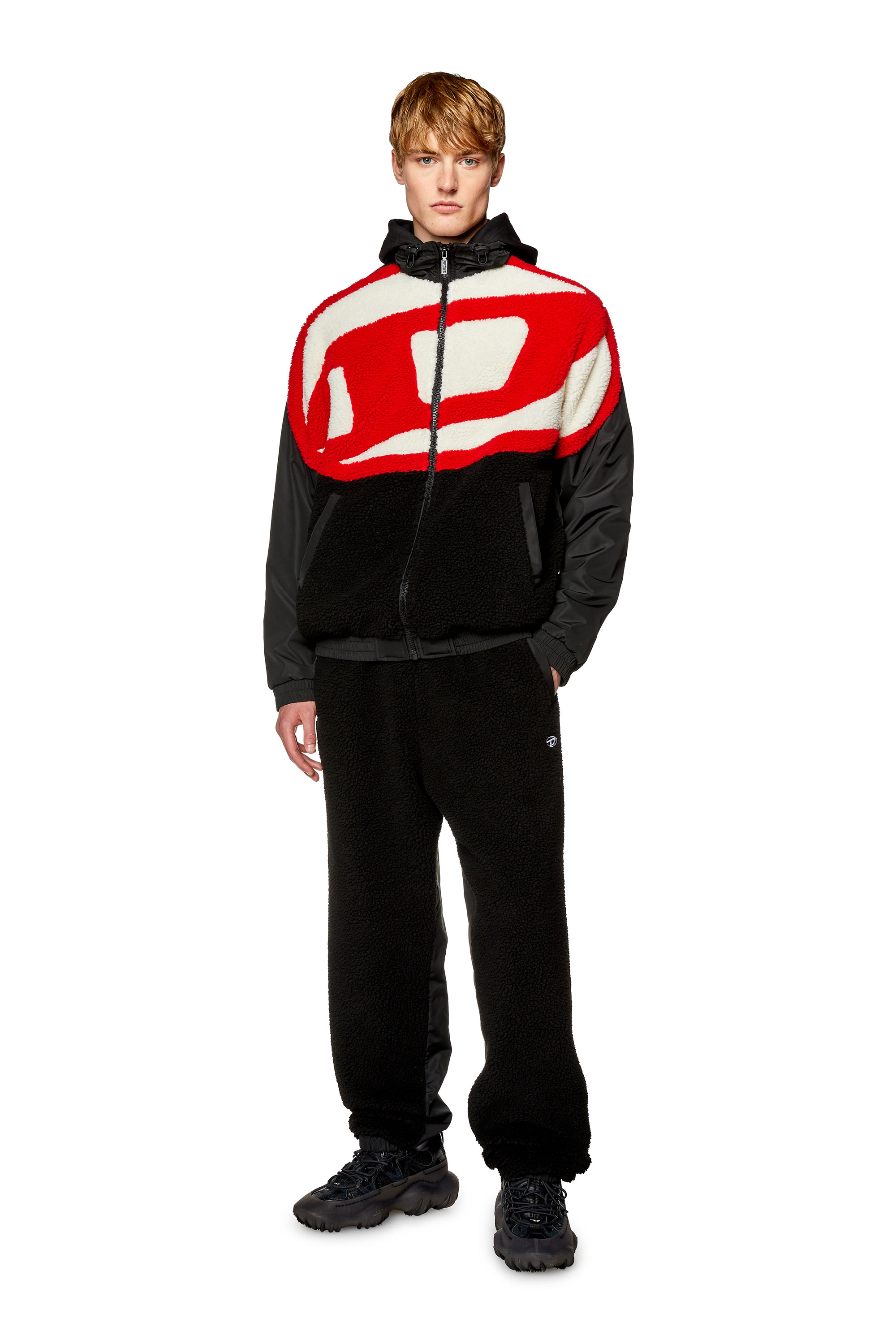 Men's Track jacket in nylon and teddy fleece | Multicolor