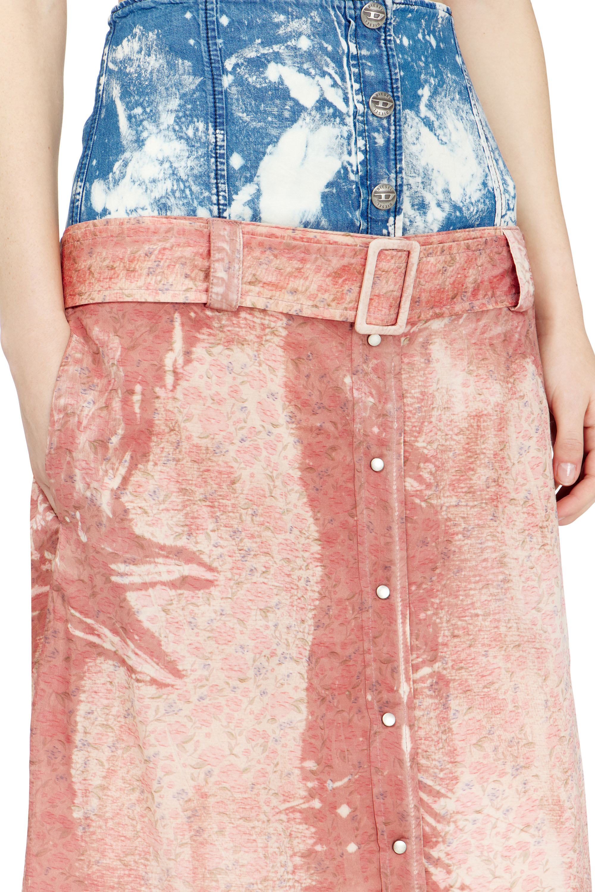 Diesel - O-SSIDO, Falda midi con efecto de capas Mujer in Multicolor - 5