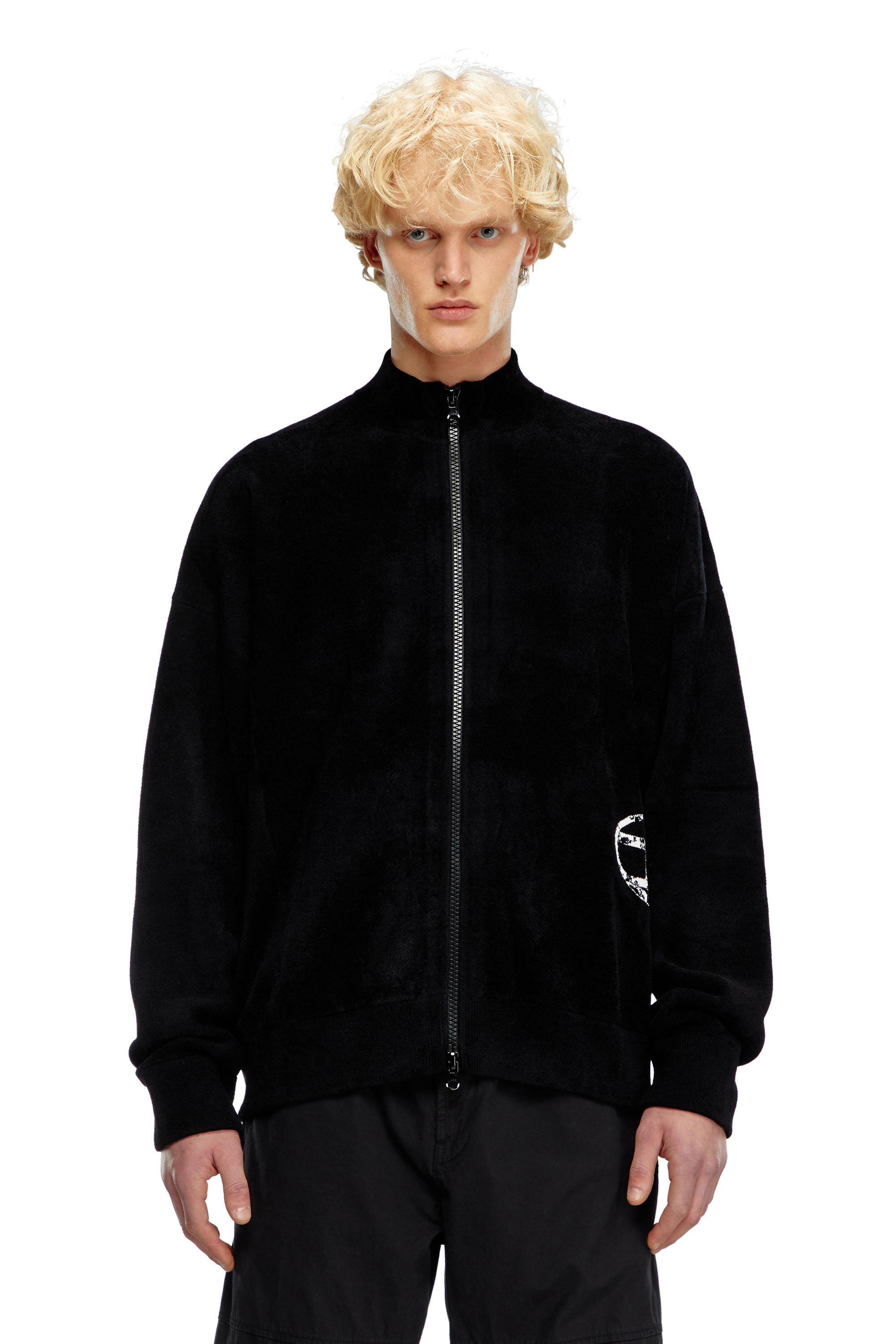 Diesel - K-TRIAJACK, Man's Track jacket with distressed oval D in Black - 6