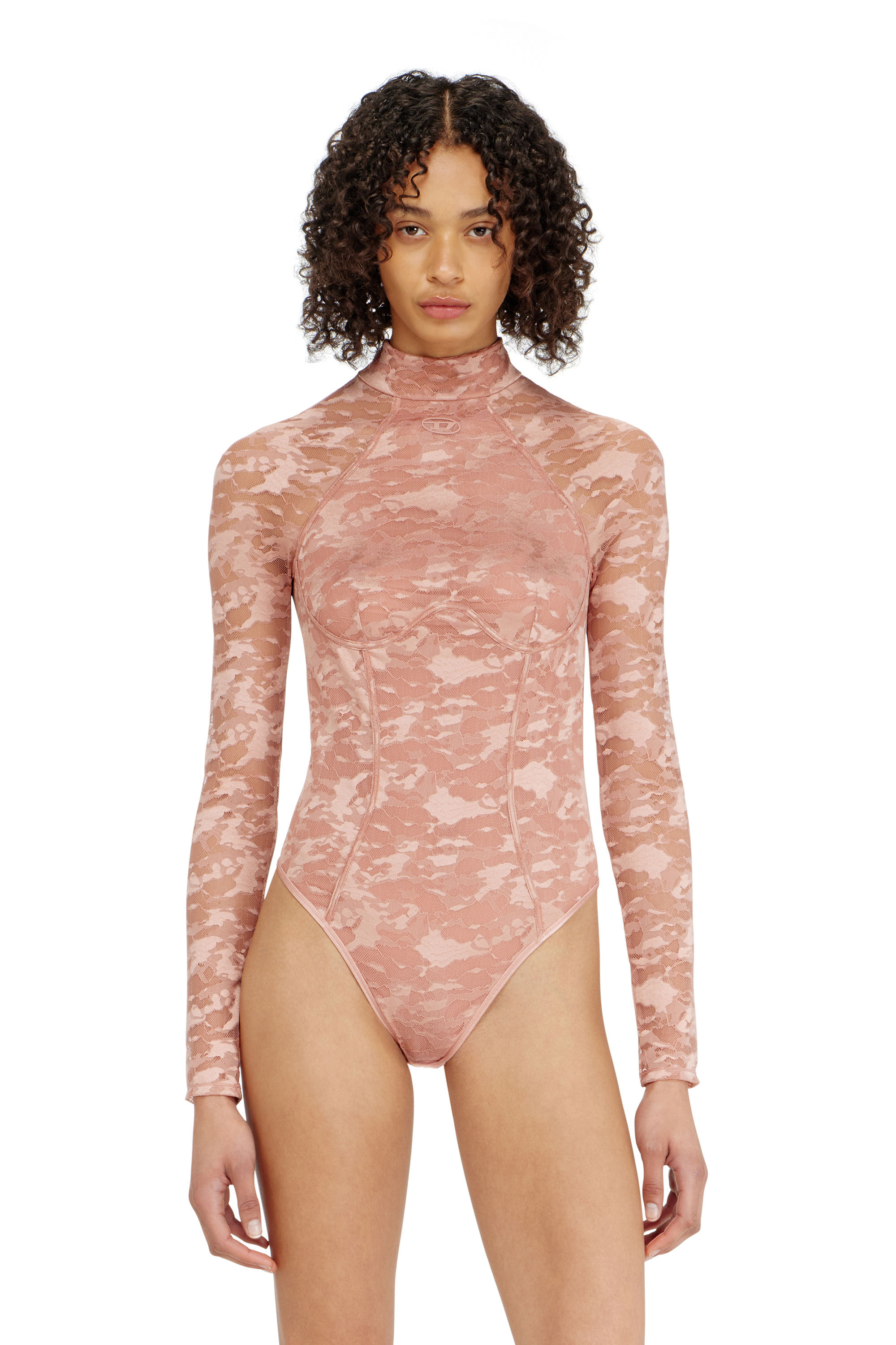 Diesel - VIVIAN-UTLT, Woman's Bodysuit in nylon lace with open back in Nude - 2