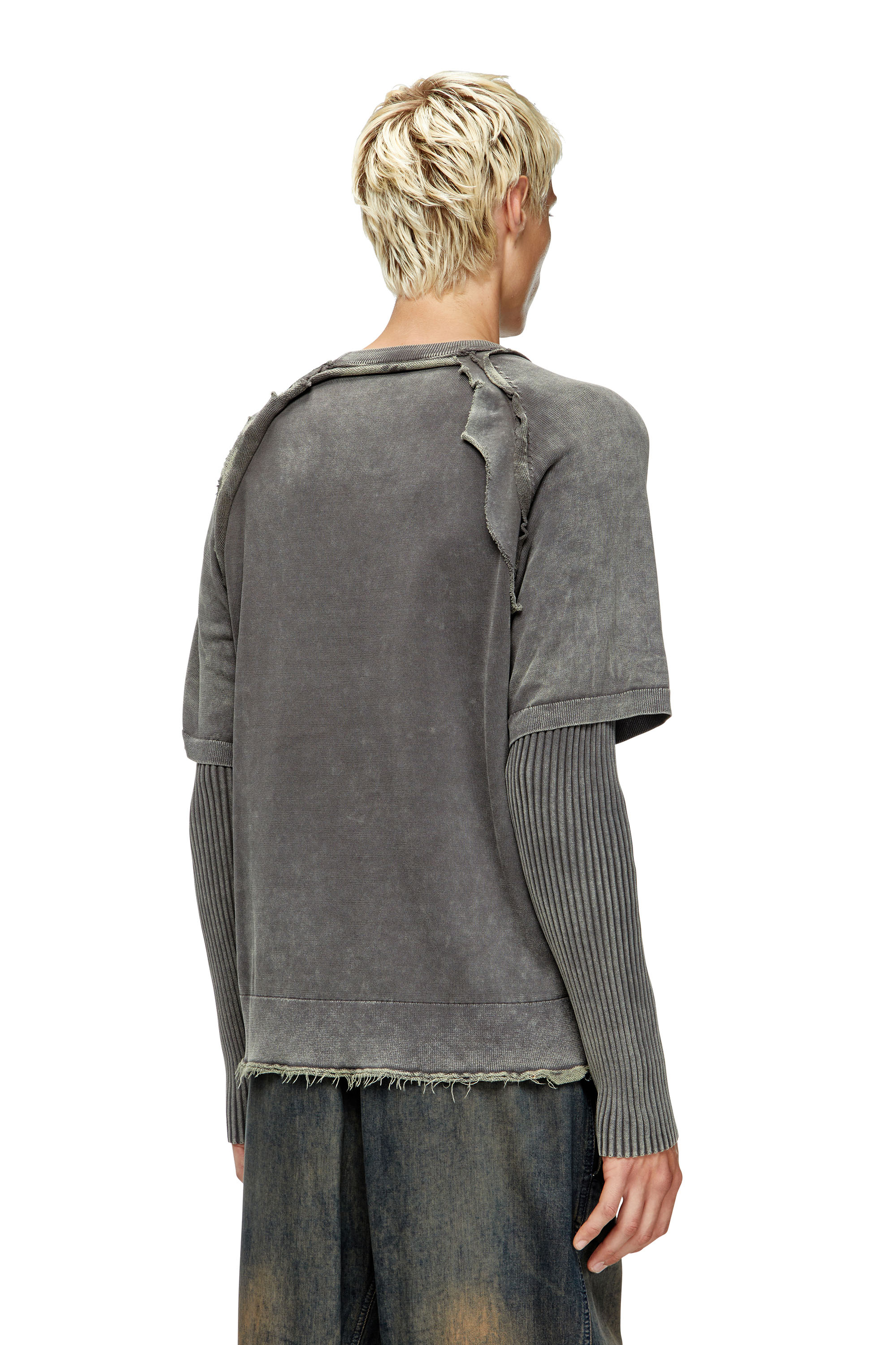 Diesel - K-PETRO, Pull superposé avec effet destroy Homme in Gris - 2