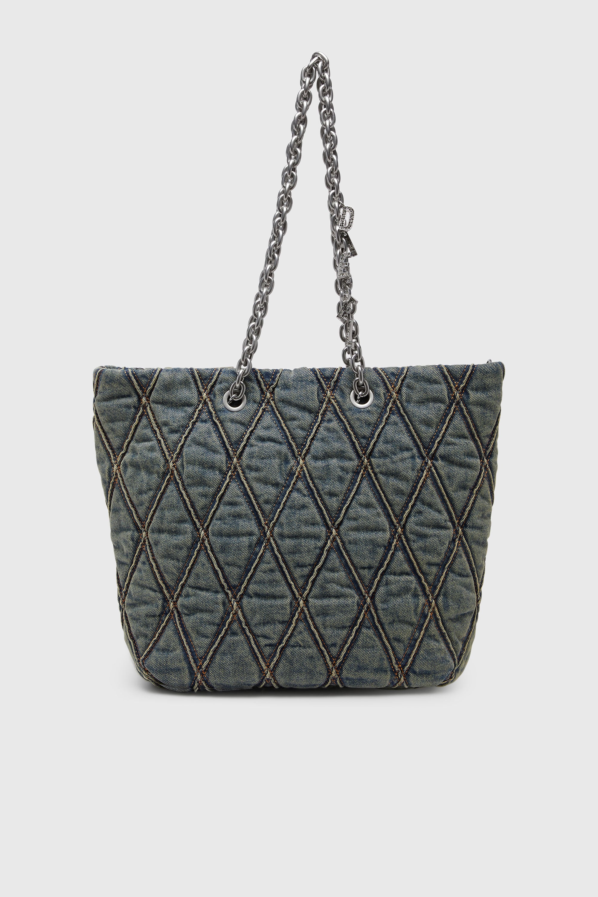Diesel - CHARM-D SHOPPER M, Charm-D-Bolso tote en denim acolchado Mujer in Azul marino - 1