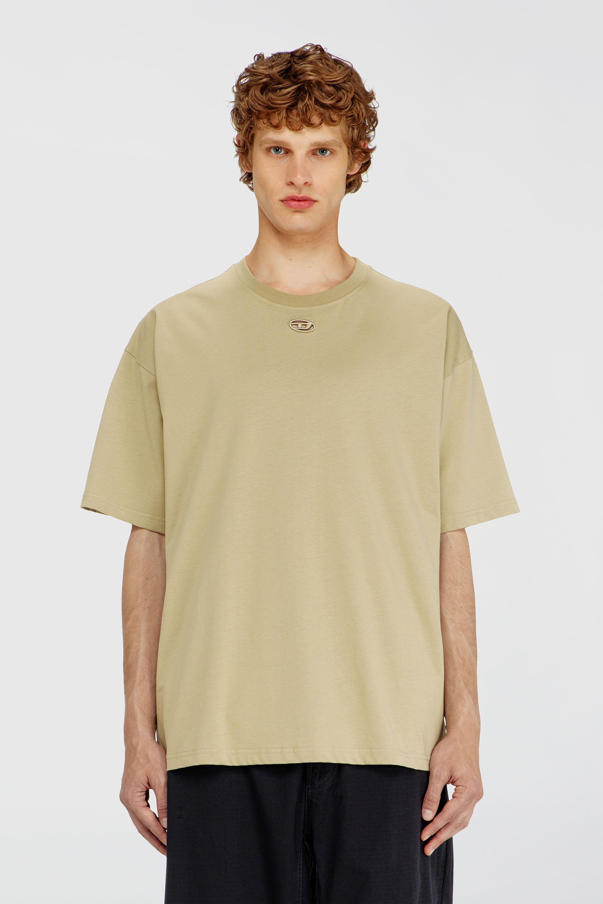 Diesel - T-BOXT-DCO, Man's Relaxed cotton T-shirt with Oval D embroidery in Beige - 1