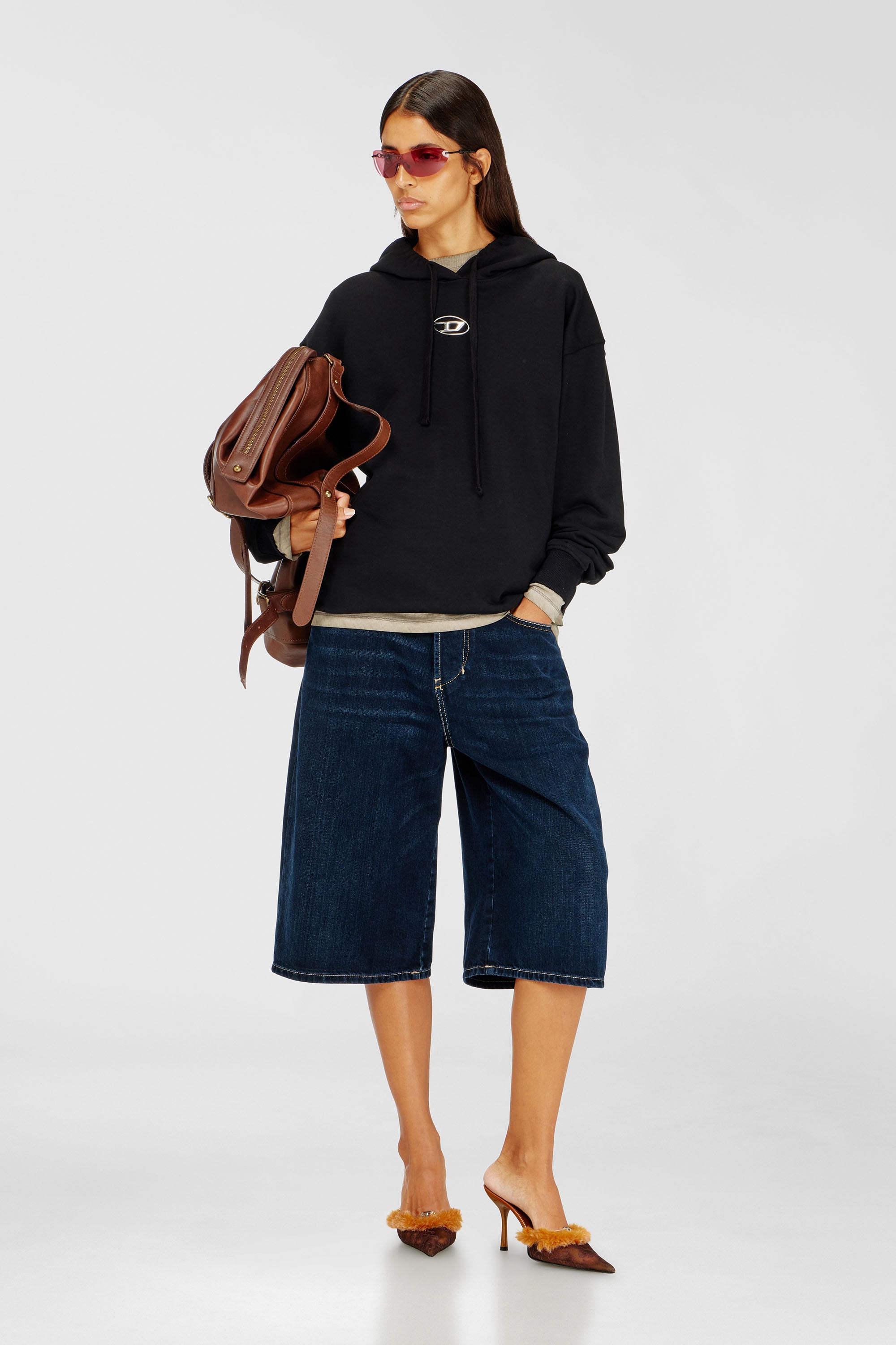Diesel - F-BUXT-HOOD-OD, Female's Hoodie with metal-effect Oval D logo in Black - 2