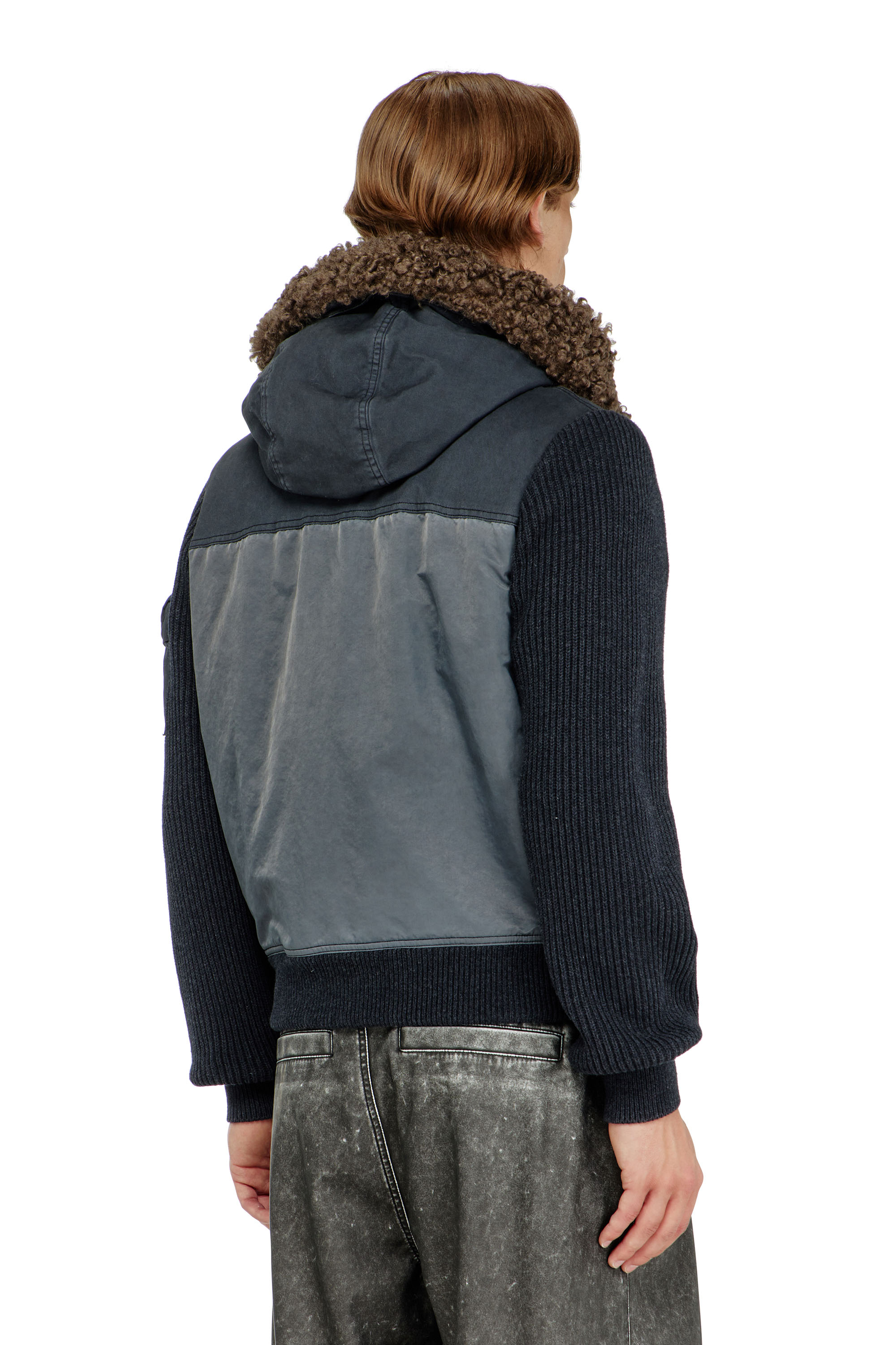 Diesel - W-DELLS, Chaqueta acolchada con capucha y mangas de punto Hombre in ToBeDefined - 4