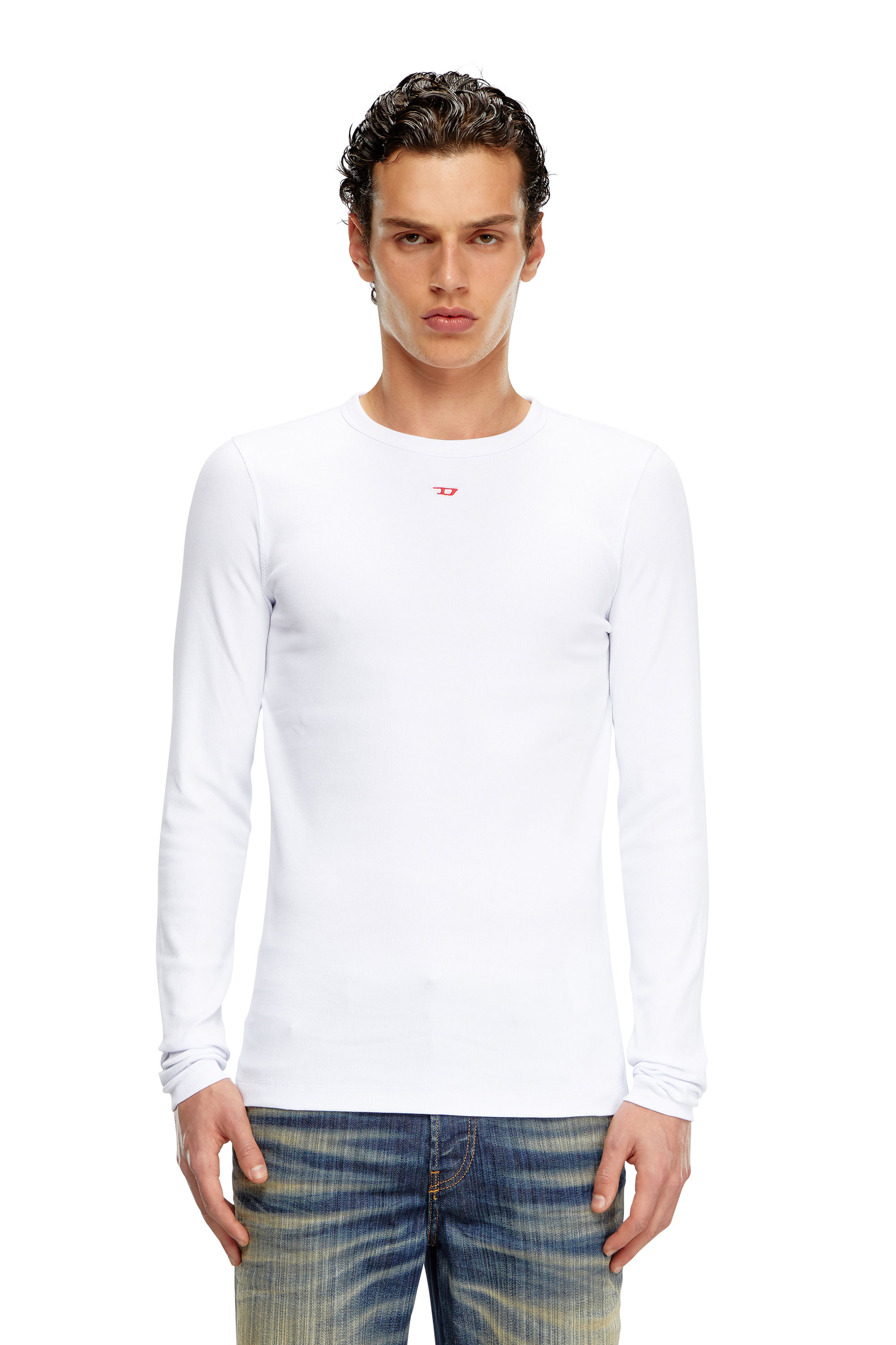 Men's Long-sleeve T-shirt with D patch | White | Diesel