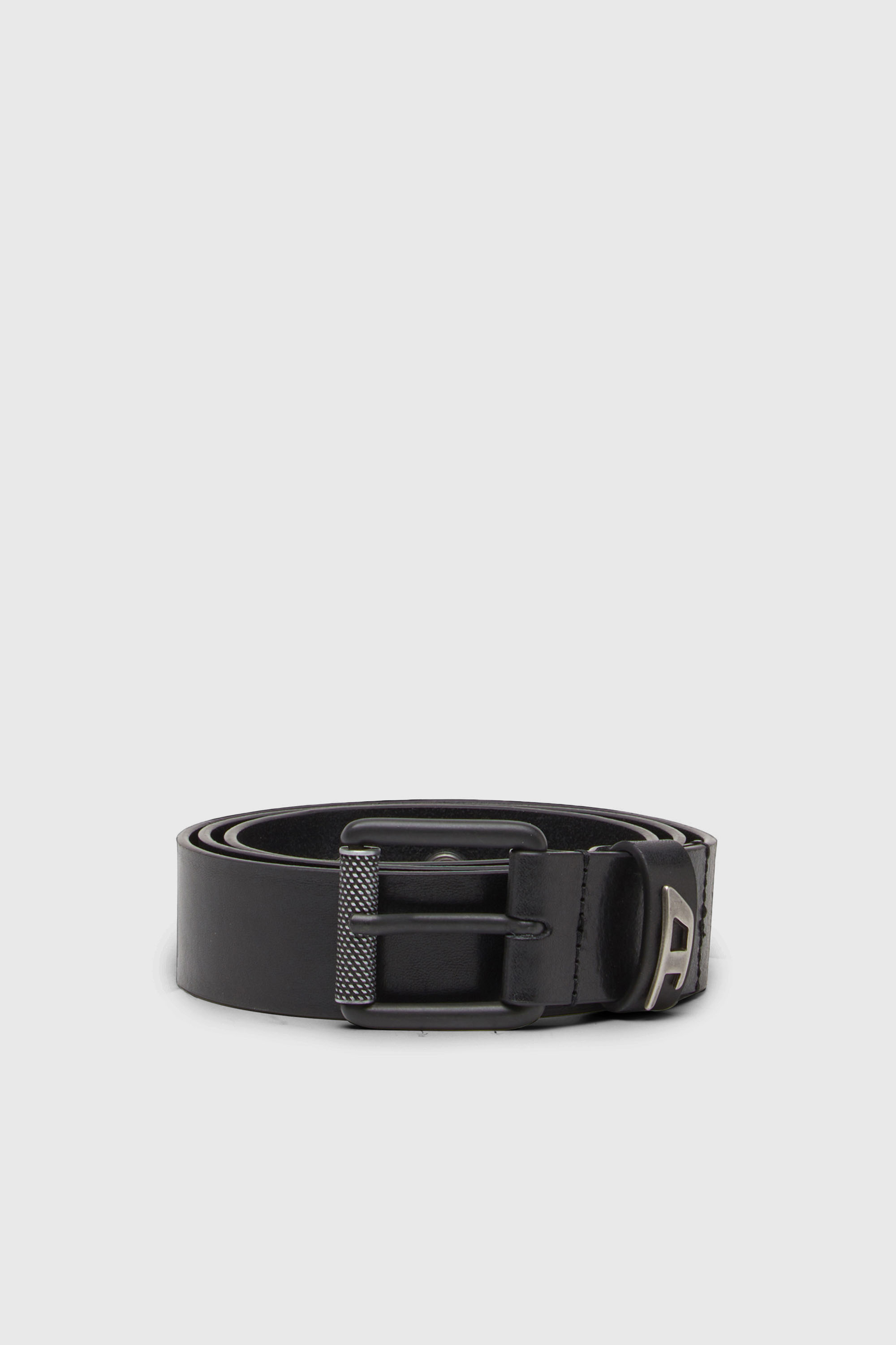 3.5cm shiny leather belt with logo loop