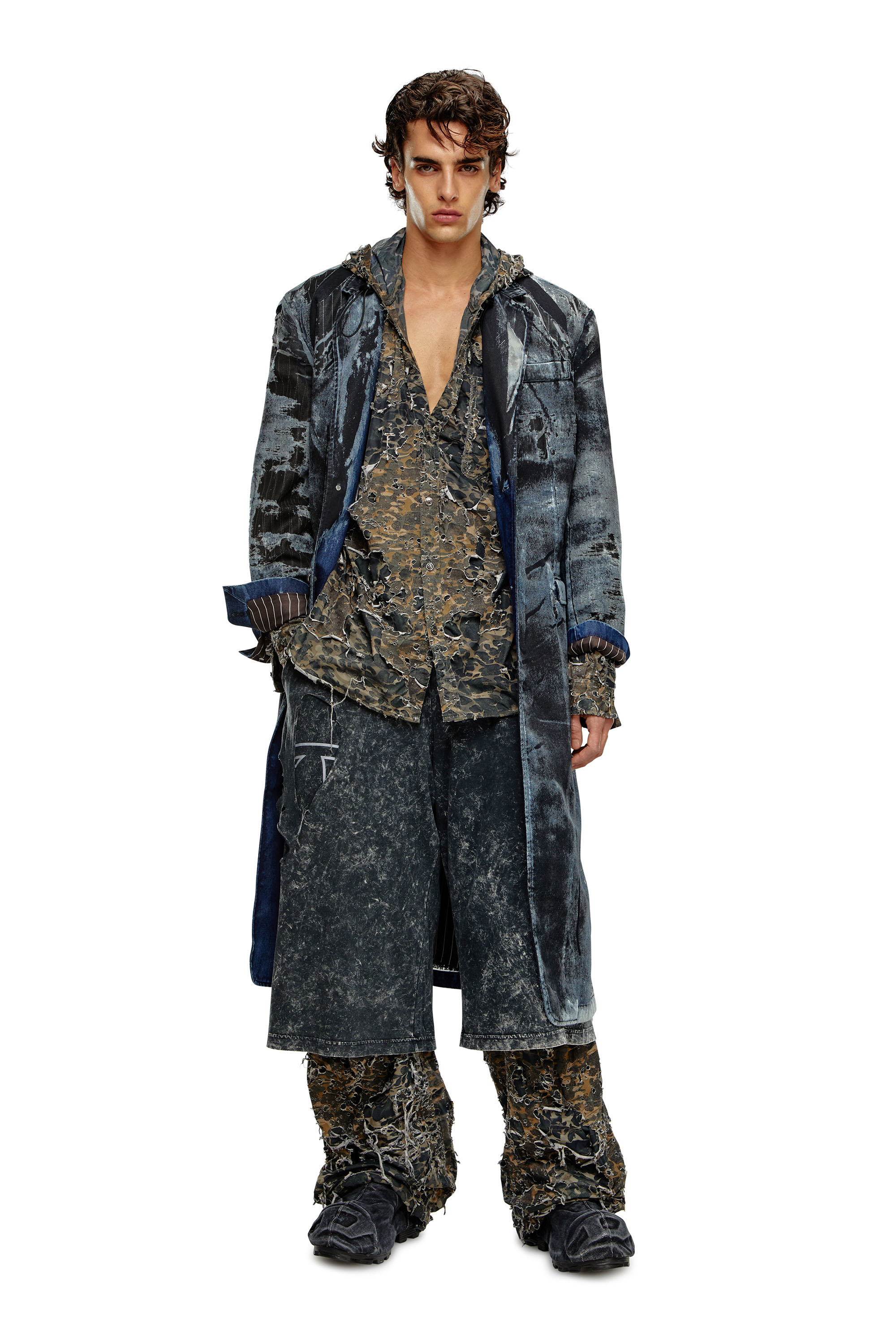 Diesel - D-HAMMER ML MD X, D-Hammer-Bottines basses en denim avec embout Oval D Homme in Noir - 2