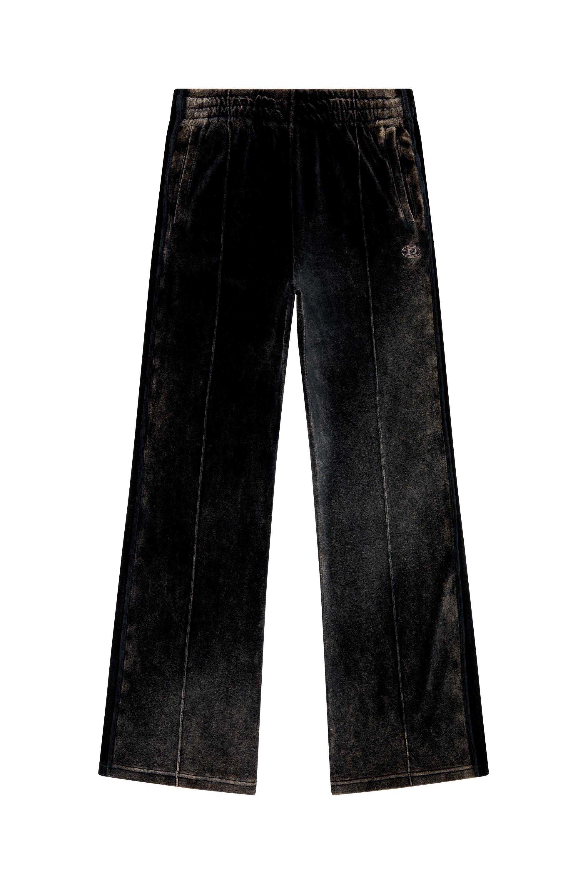 Men's Acid-wash chenille wide-leg sweatpants | Black | Diesel
