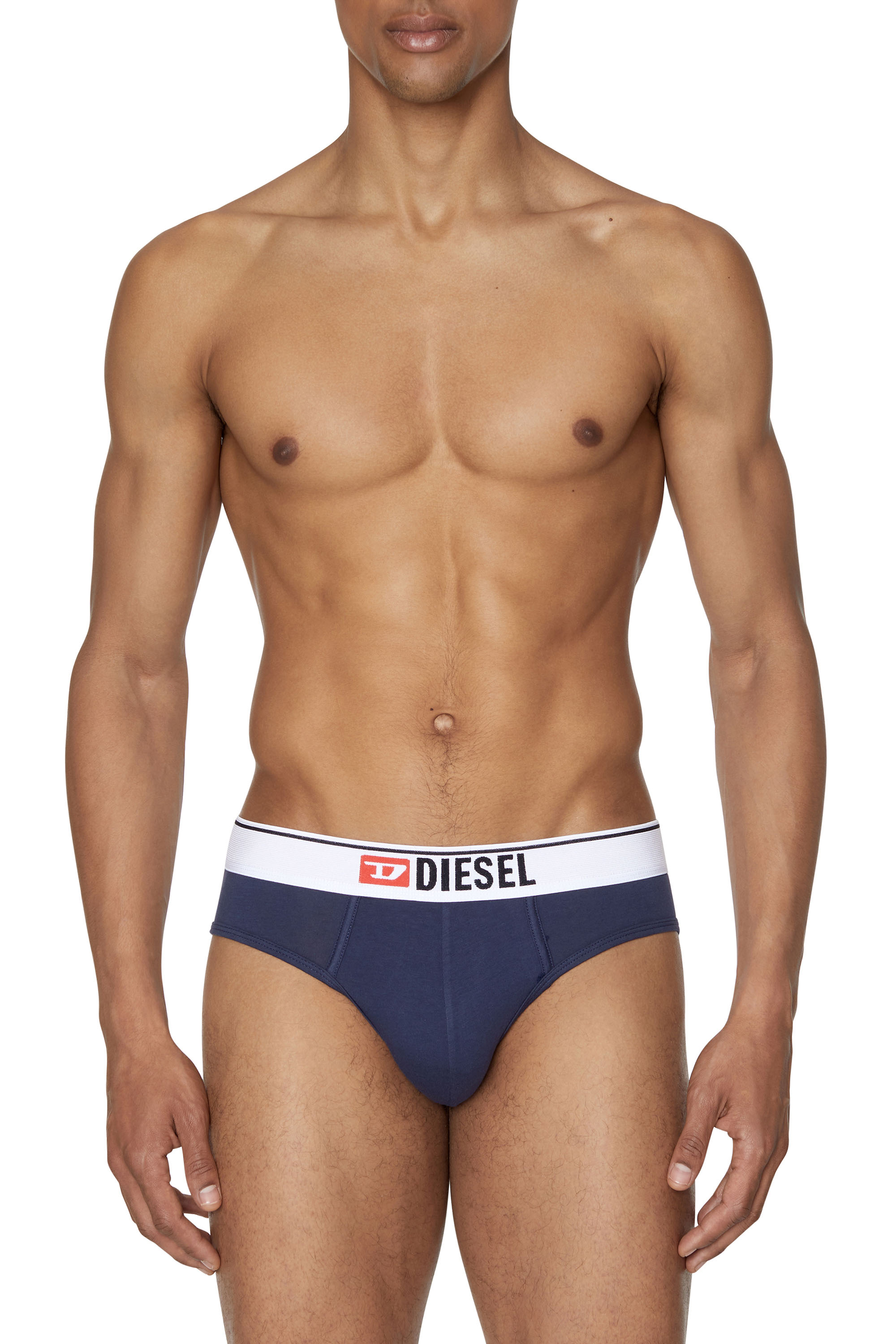 Diesel - UMBR-ANDRE, Man's Briefs with front logo waist in Blue - 1