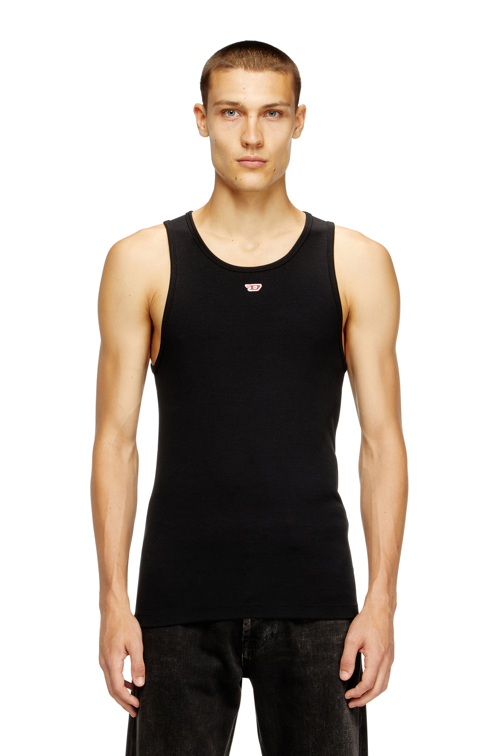 Diesel - T-LIFTY-D, Male's Tank top with mini D logo patch in Black - 3