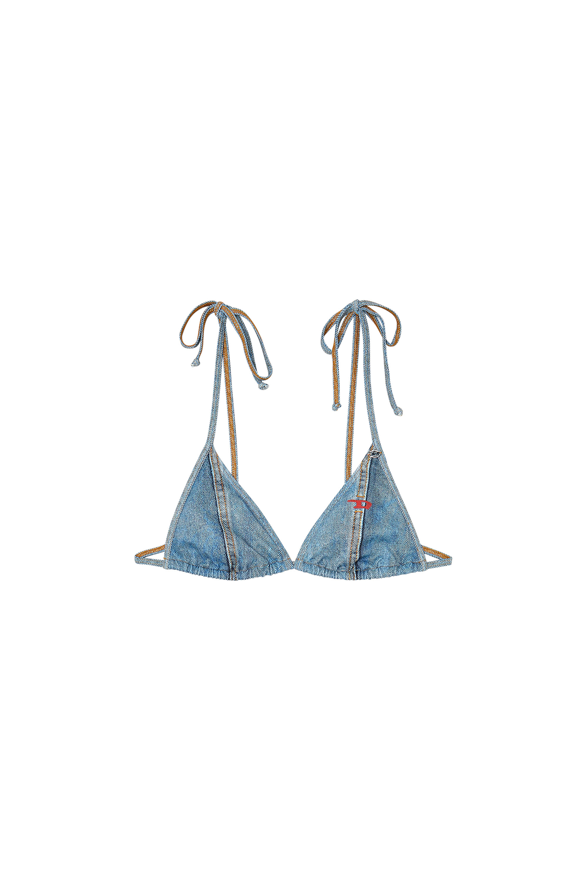 Diesel - TATIANA-DNM, Female's Triangle bikini top with denim trompe l'oeil in null - 3
