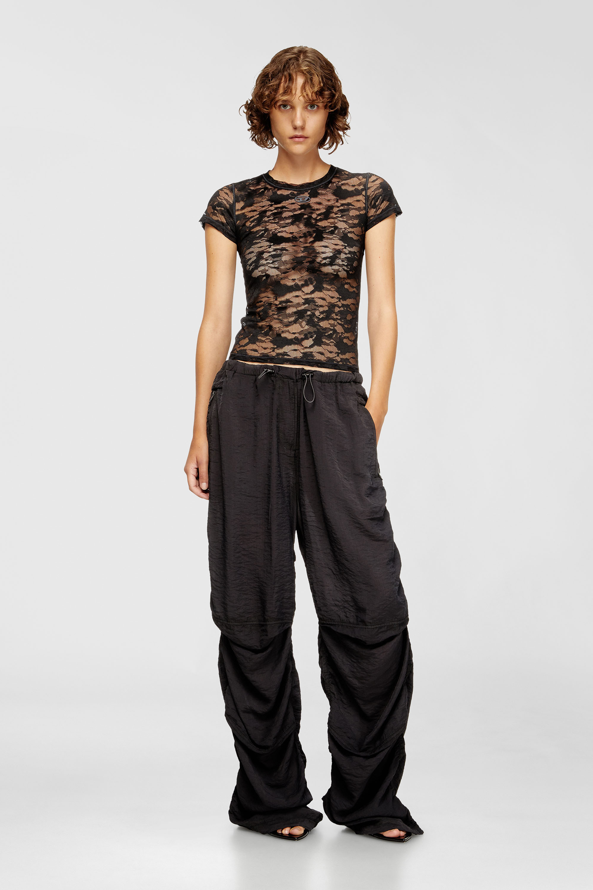 Diesel - KASIA-UTLT, Female's Camo lace T-shirt in Black - 5