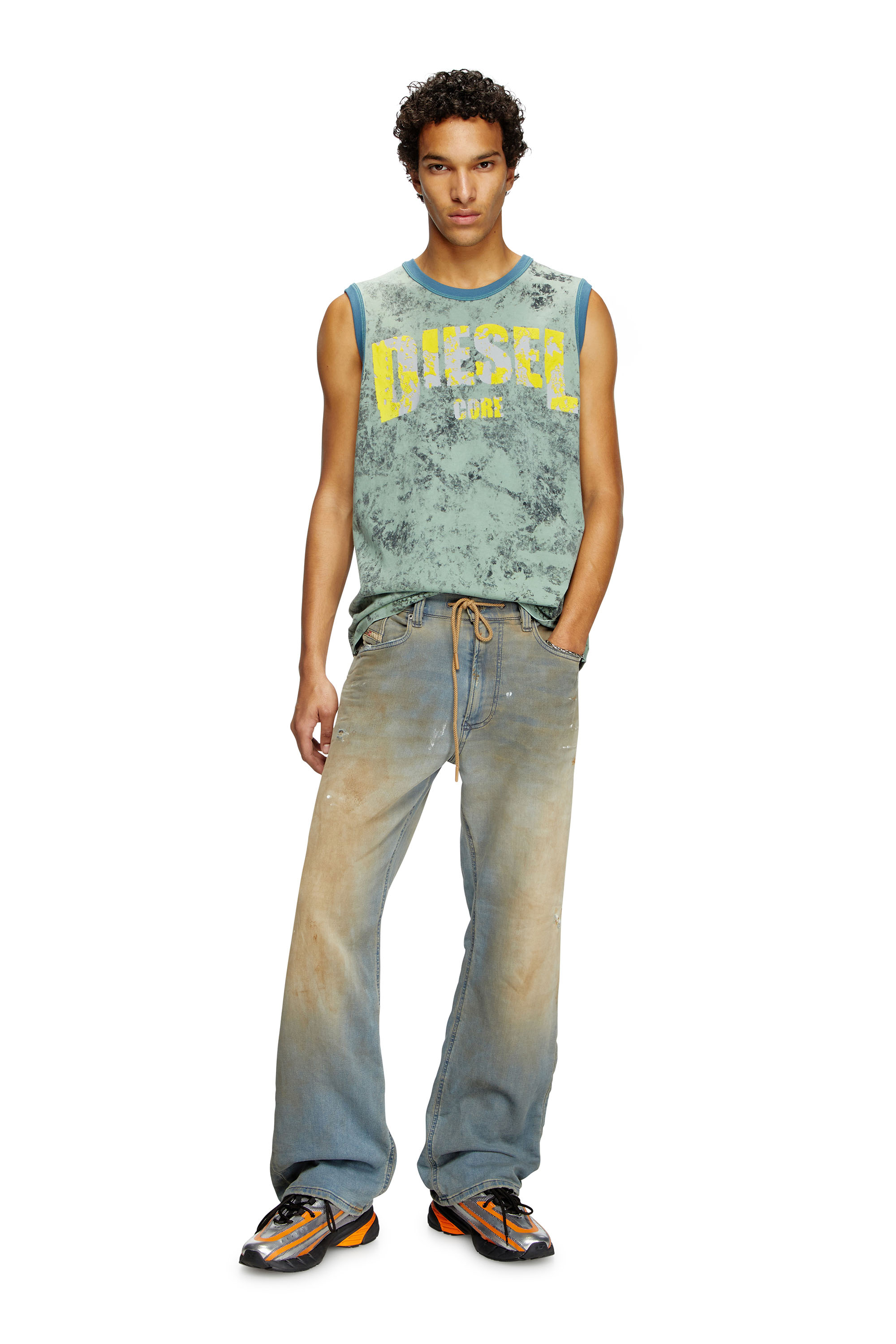Diesel - T-BISCO-R1, Male's Treated tank top with Diesel Core logo in Green - 2
