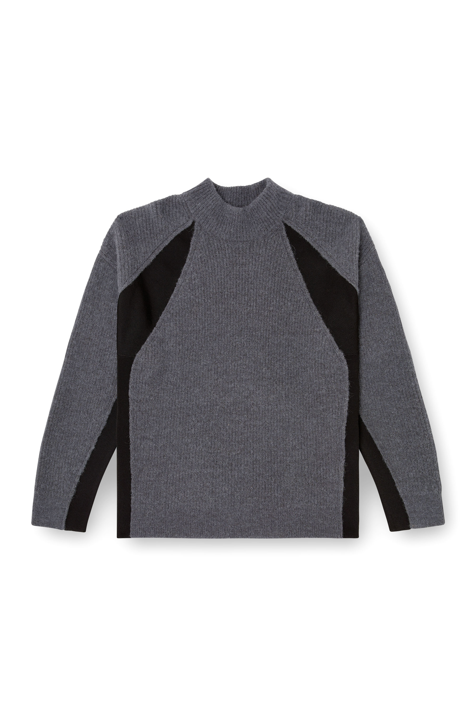 Diesel - K-LOLLO-TN, Pull en mélange d'alpaga avec inserts contrastants Homme in Gris - 3