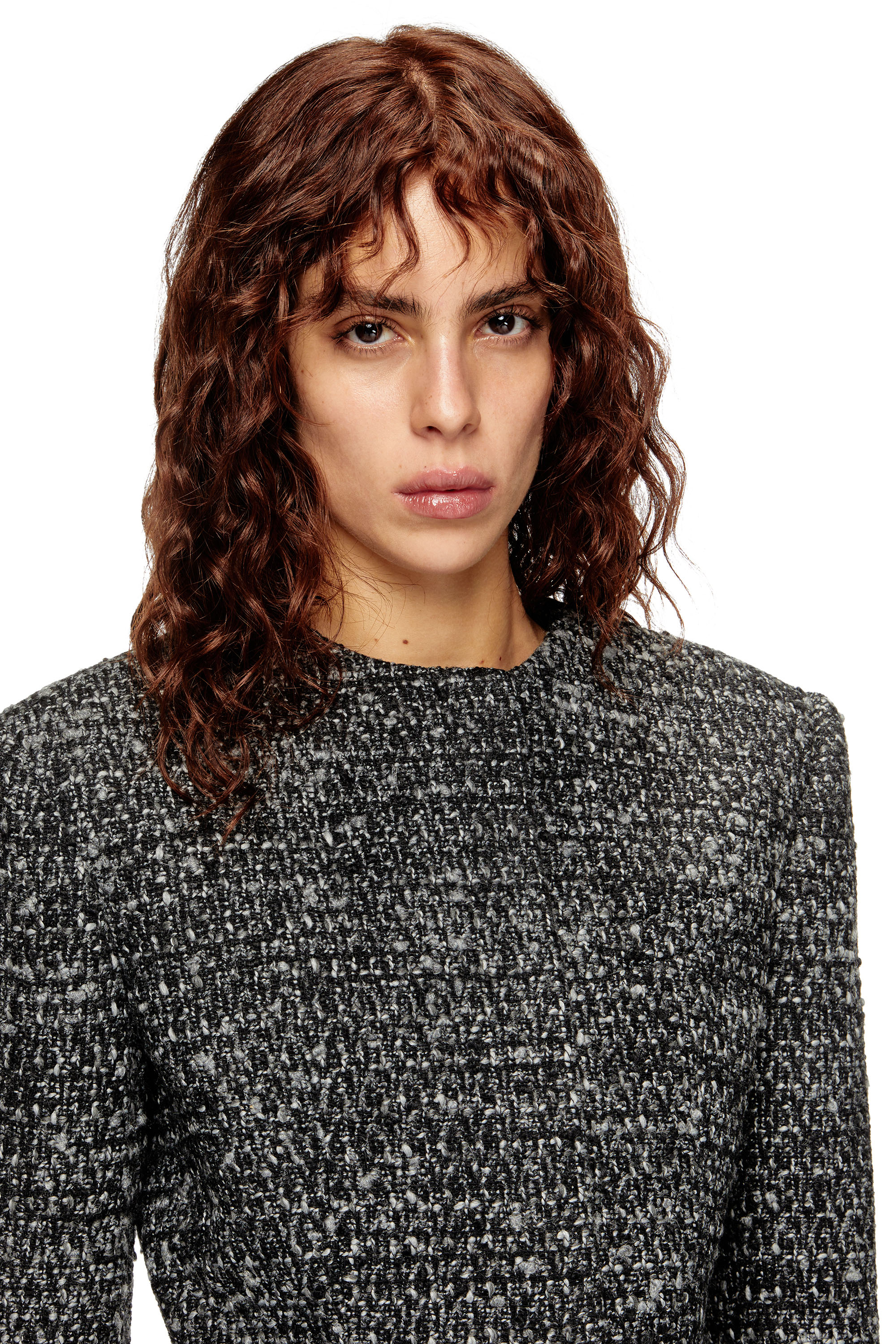 Diesel - G-CROP-G, Female's Cropped jacket in bouclé fabric in Black - 4